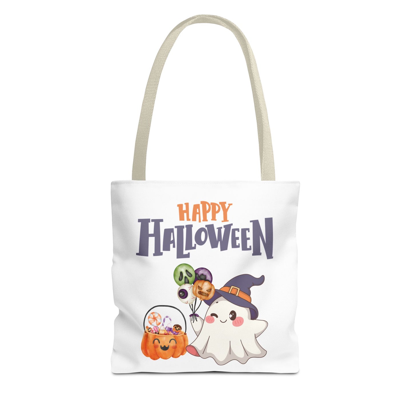 Halloween Ghost Tote Bag, Pumpkins Design, Reusable Shopping Bag, Fall Decor, Trick or Treat Bag, Spooky Gift - MundS Design Shop