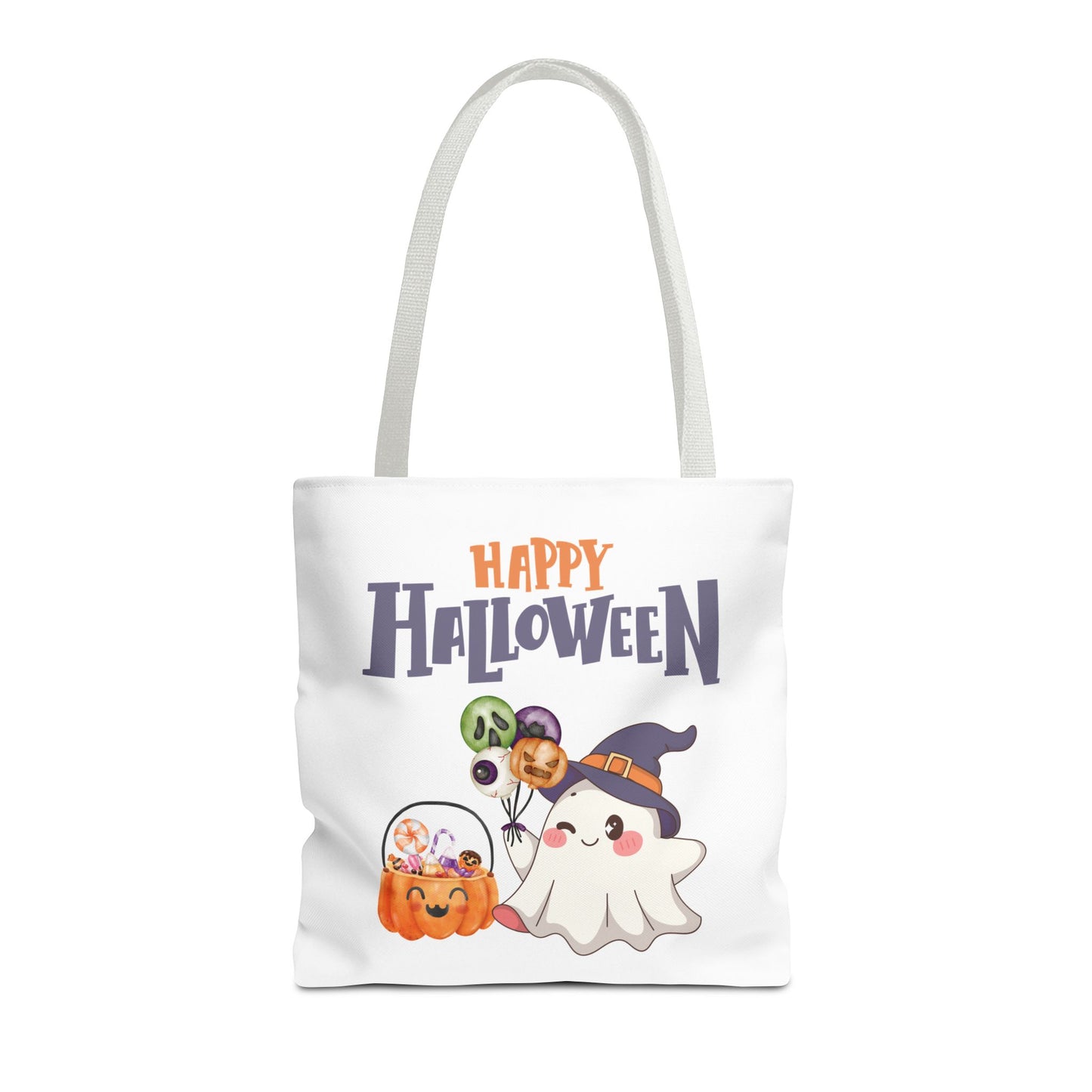 Halloween Ghost Tote Bag, Pumpkins Design, Reusable Shopping Bag, Fall Decor, Trick or Treat Bag, Spooky Gift - MundS Design Shop