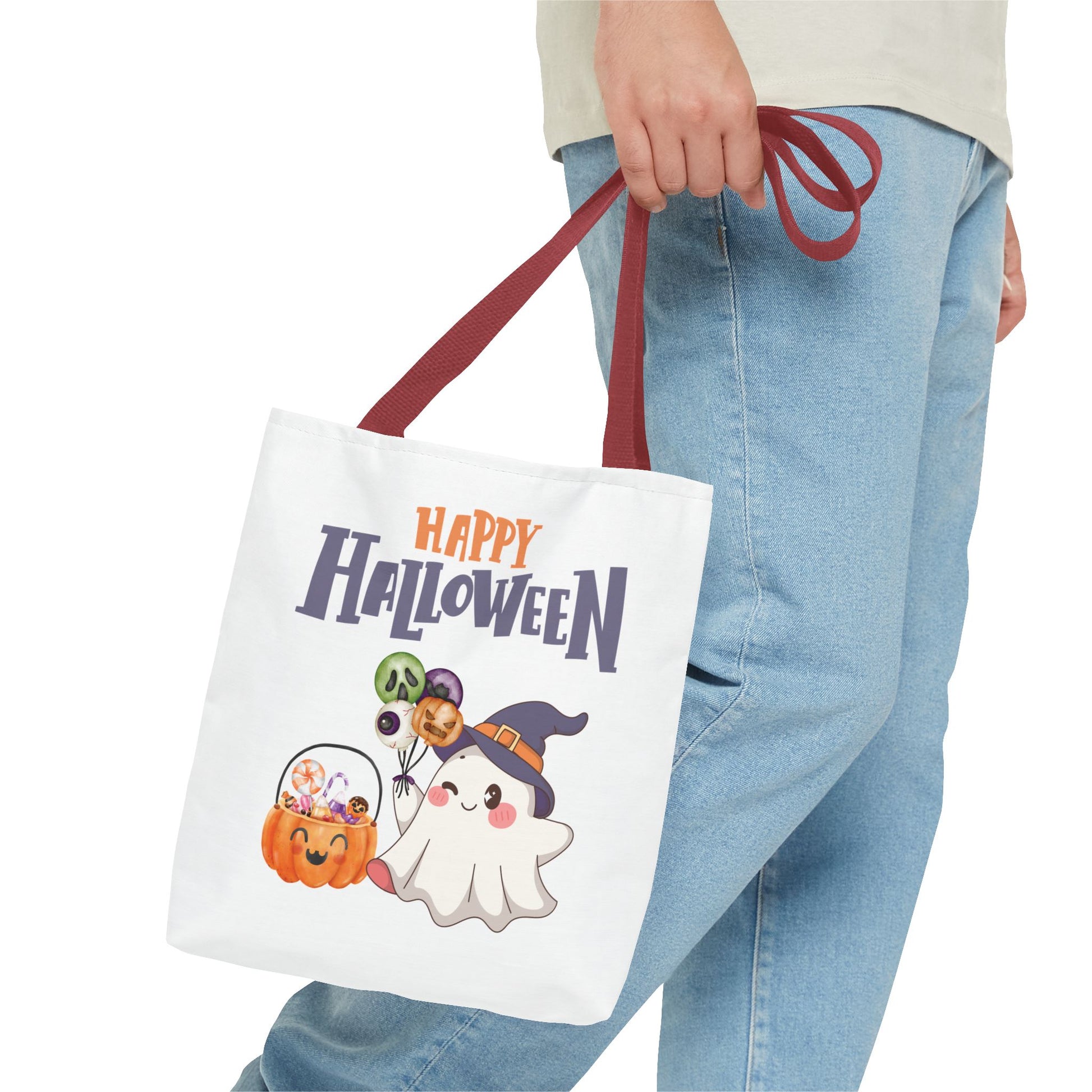 Halloween Ghost Tote Bag, Pumpkins Design, Reusable Shopping Bag, Fall Decor, Trick or Treat Bag, Spooky Gift - MundS Design Shop