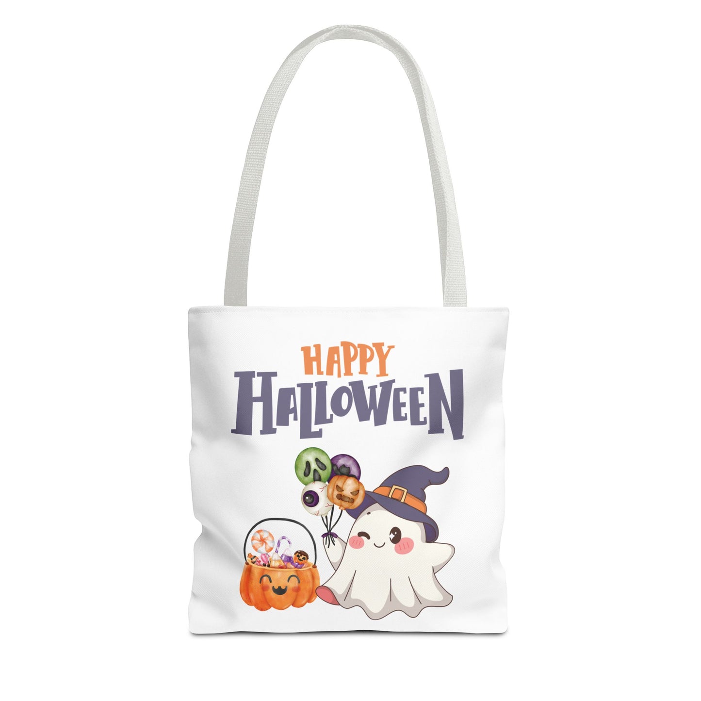 Halloween Ghost Tote Bag, Pumpkins Design, Reusable Shopping Bag, Fall Decor, Trick or Treat Bag, Spooky Gift - MundS Design Shop