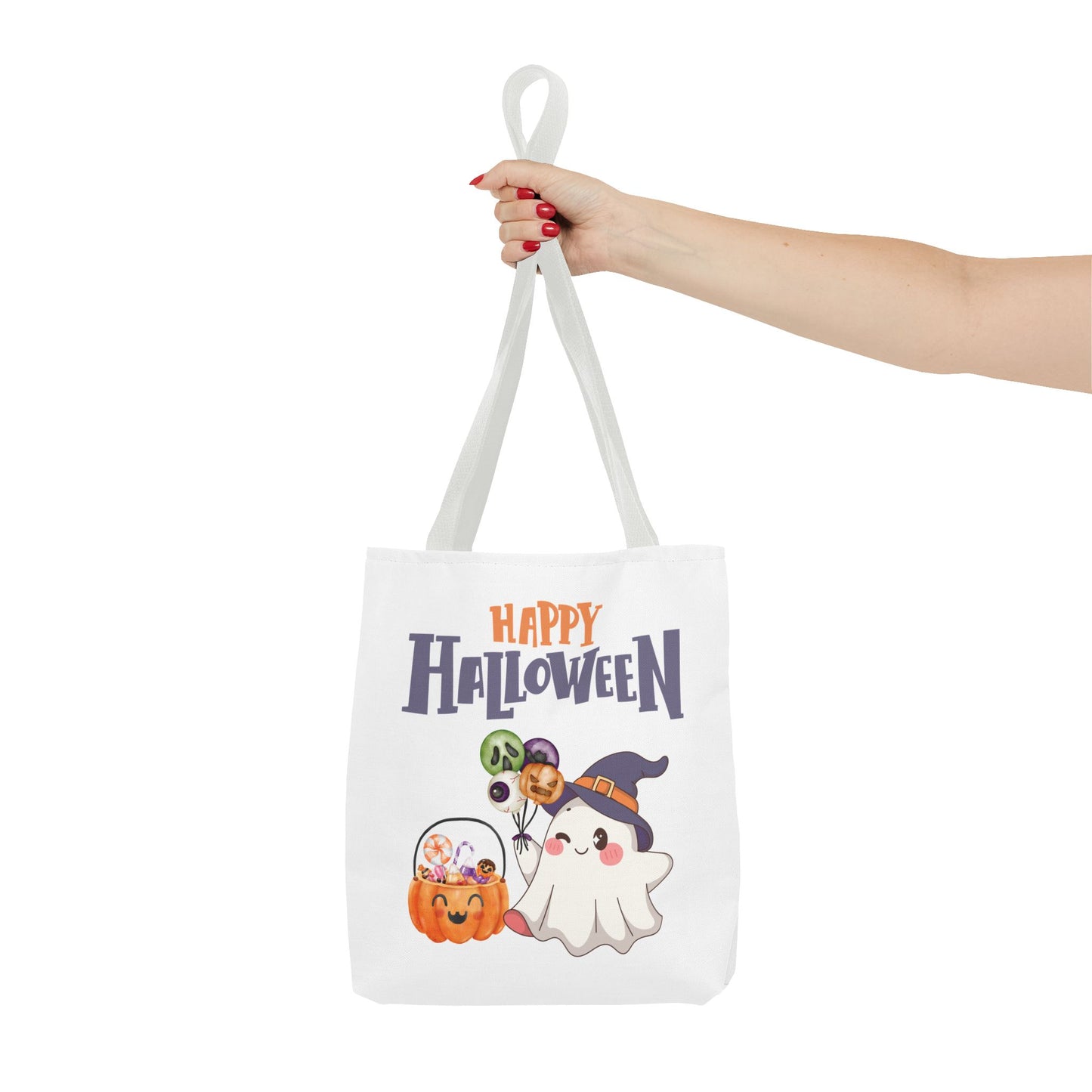 Halloween Ghost Tote Bag, Pumpkins Design, Reusable Shopping Bag, Fall Decor, Trick or Treat Bag, Spooky Gift - MundS Design Shop