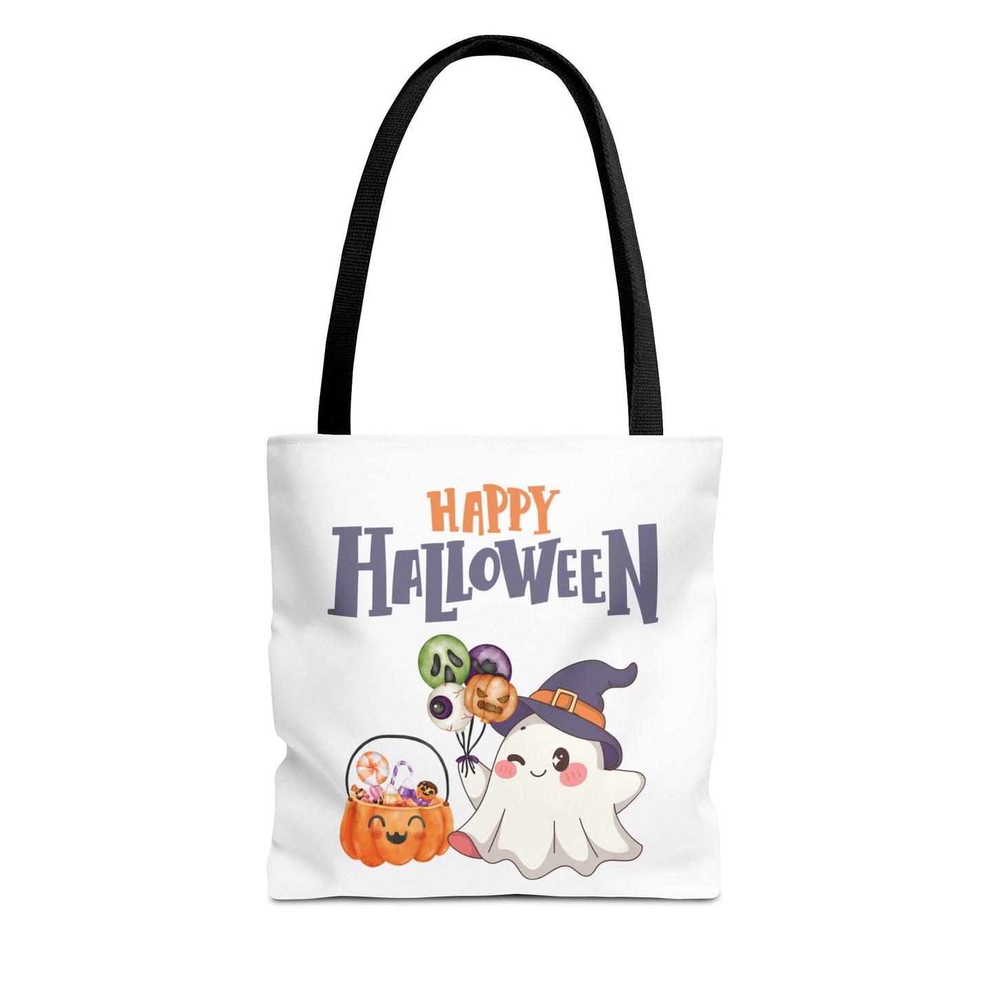 Halloween Ghost Tote Bag, Pumpkins Design, Reusable Shopping Bag, Fall Decor, Trick or Treat Bag, Spooky Gift - MundS Design Shop