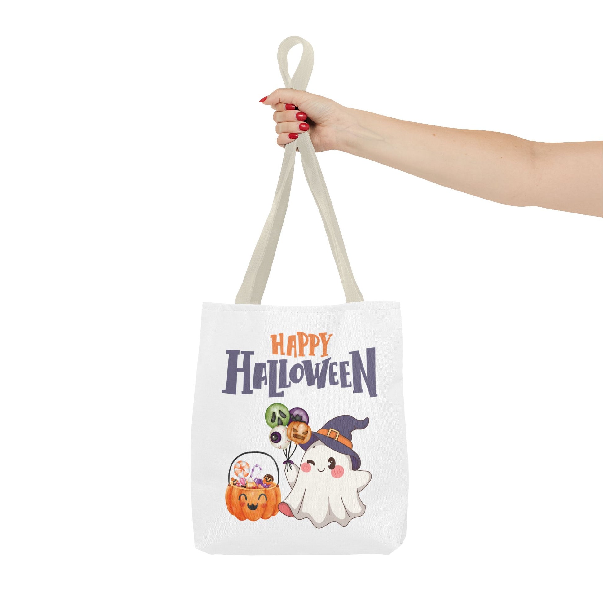 Halloween Ghost Tote Bag, Pumpkins Design, Reusable Shopping Bag, Fall Decor, Trick or Treat Bag, Spooky Gift - MundS Design Shop