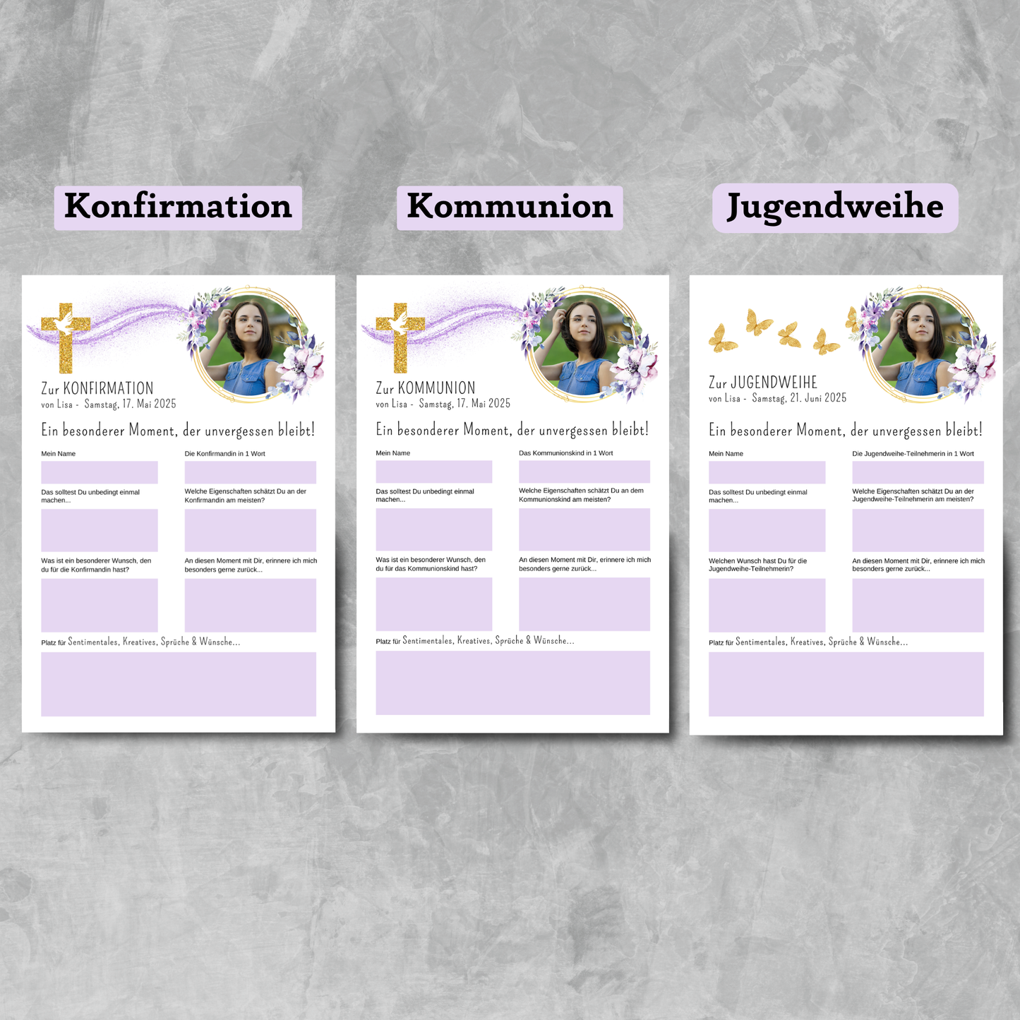 Personalisierte Gästebuchkarten für Mädchen mit Foto - MundS Design Shop