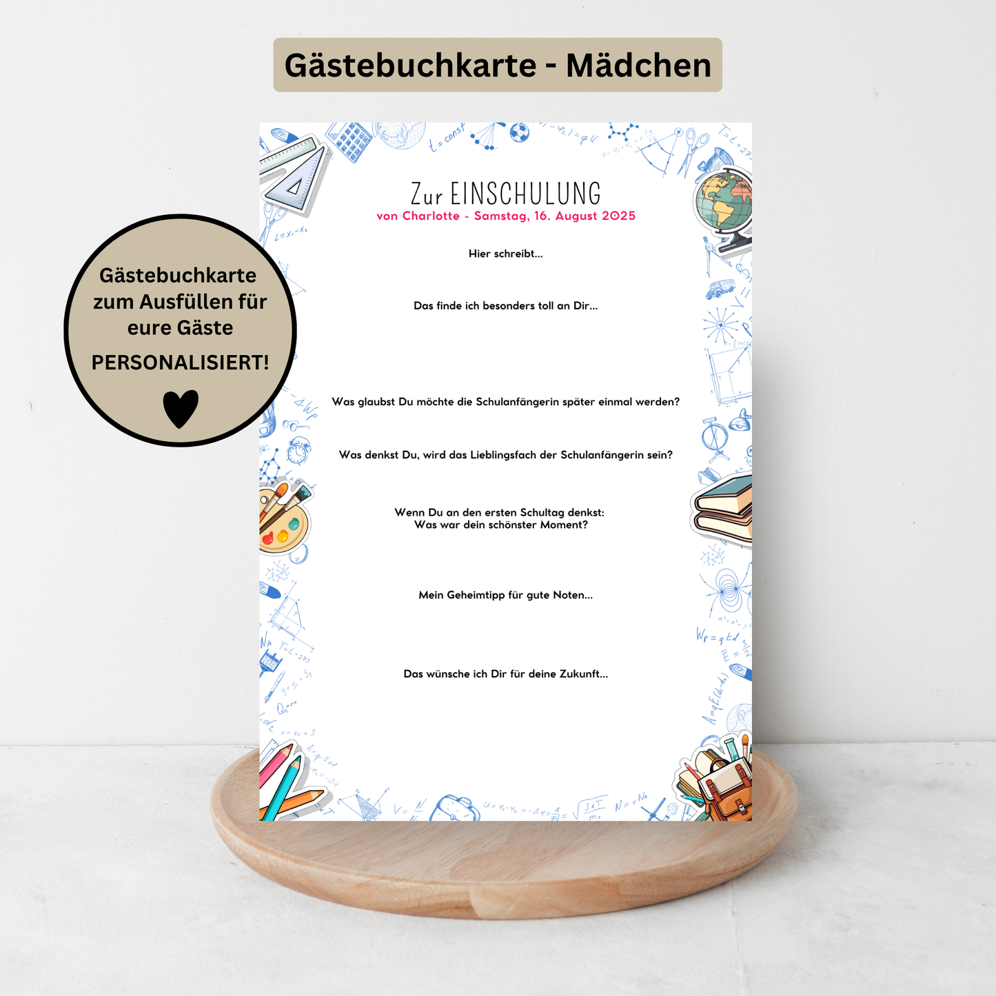Personalisiertes Gästebuch zur Einschulung – Jungen & Mädchen - MundS Design Shop
