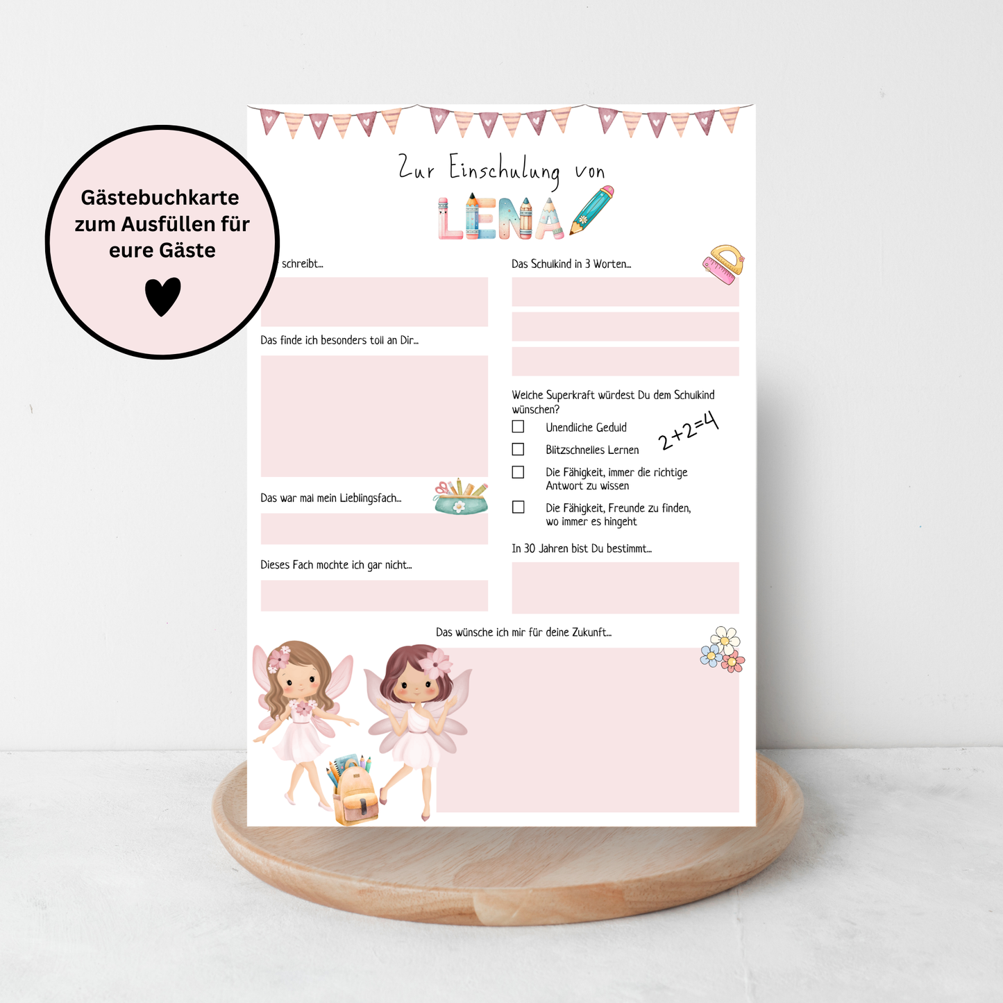 Gästebuchkarten Einschulung | Einschulungsfeier Deko & Geschenkidee | Ausfüllkarten für Gäste | Schulanfang Erinnerungen | personalisierbar - MundS Design Shop