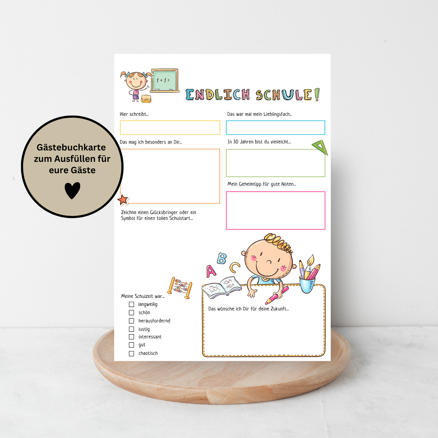 Süße Gästebuchkarten zur Einschulung – Ein besonderes Andenken für den Schulstart - MundS Design Shop