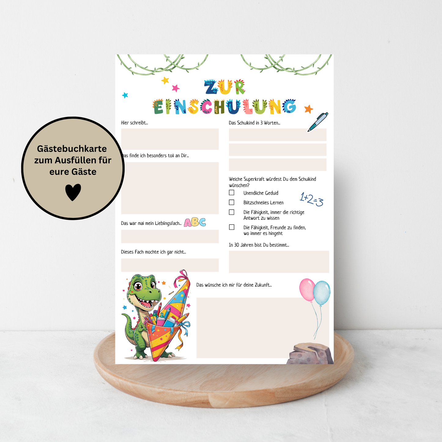 🎉 Gästebuchkarten zur Einschulung – Für unvergessliche Erinnerungen am 1. Schultag ✨ - MundS Design Shop