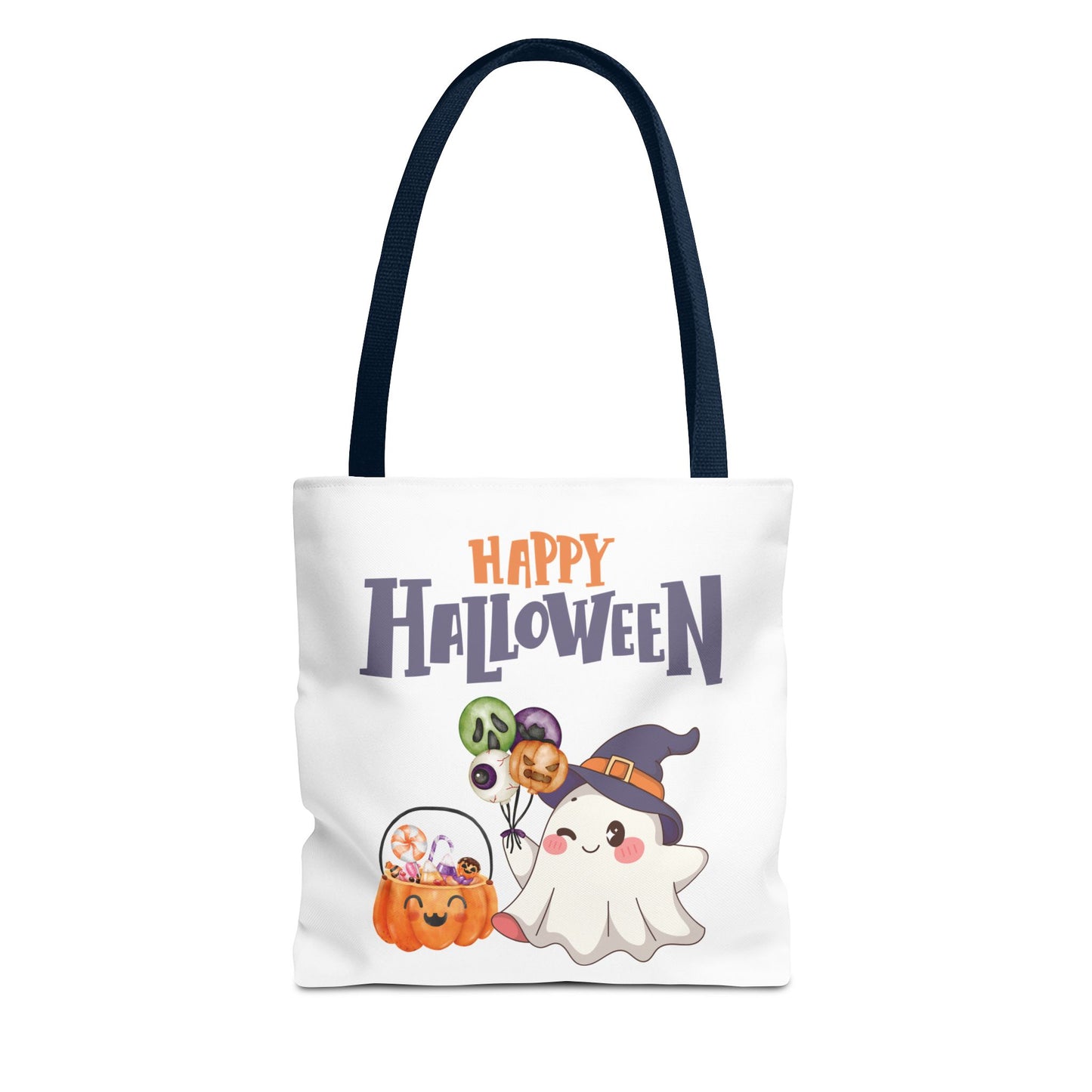 Halloween Ghost Tote Bag, Pumpkins Design, Reusable Shopping Bag, Fall Decor, Trick or Treat Bag, Spooky Gift - MundS Design Shop