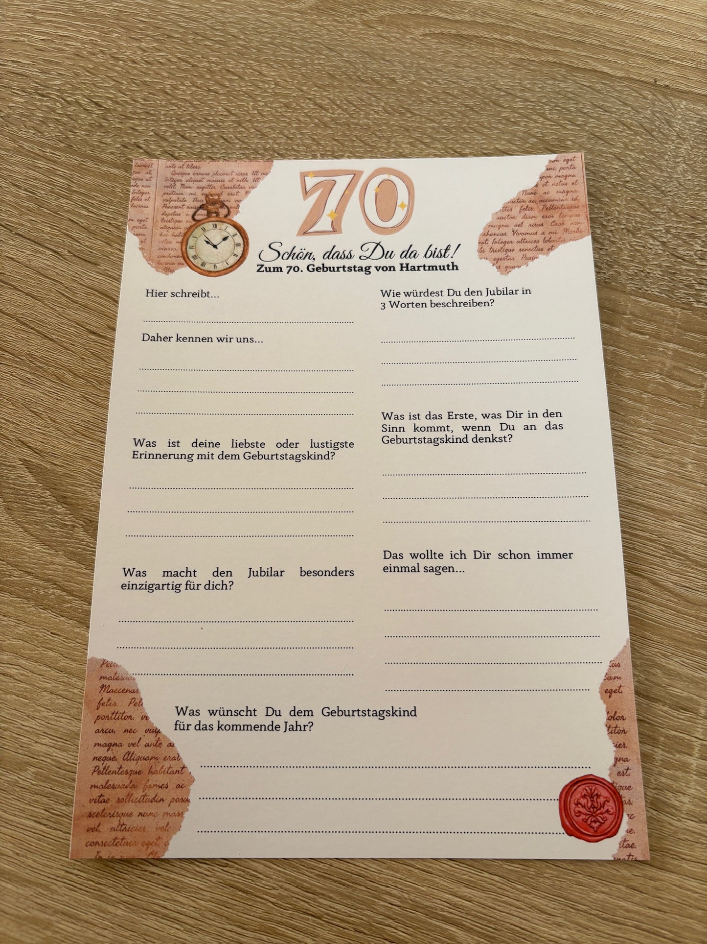 Gästebuchkarten für den Geburtstag personalisierbar - MundS Design Shop