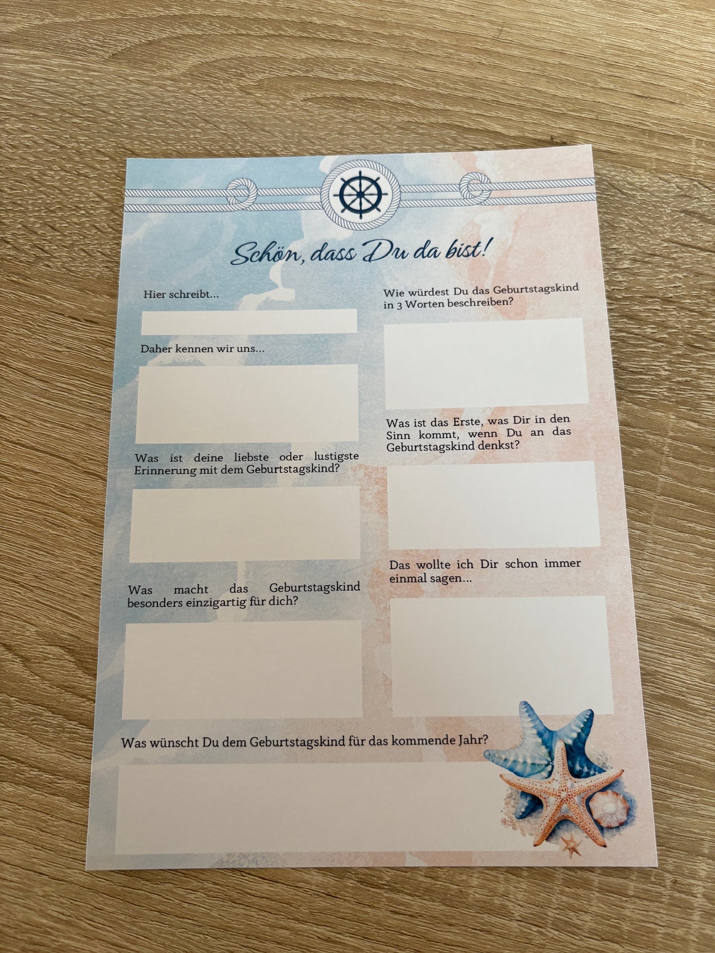 Gästebuchkarten für den Geburtstag maritim - MundS Design Shop
