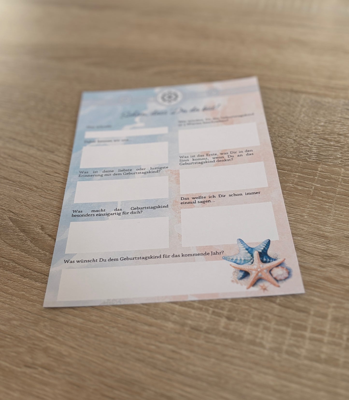 Gästebuchkarten für den Geburtstag maritim - MundS Design Shop