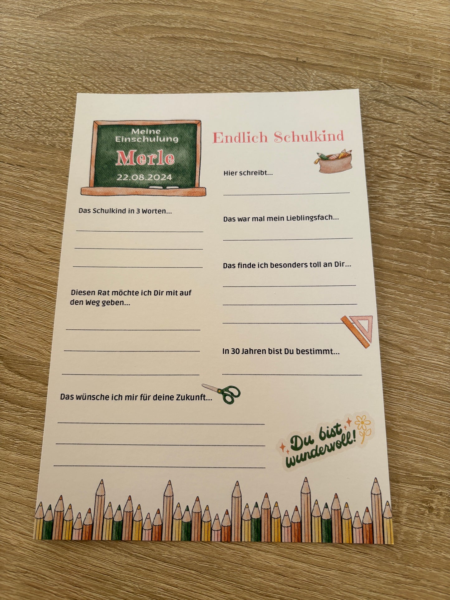 Gästebuchkarten für die Einschulung als Andenken / Erinnerungen - A5 - MundS Design Shop