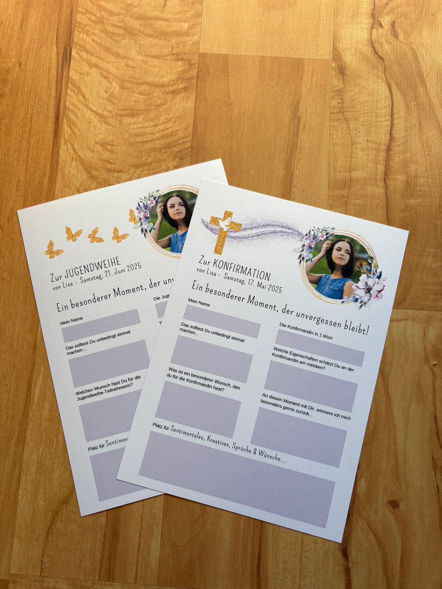 Personalisierte Gästebuchkarten für Mädchen mit Foto - MundS Design Shop