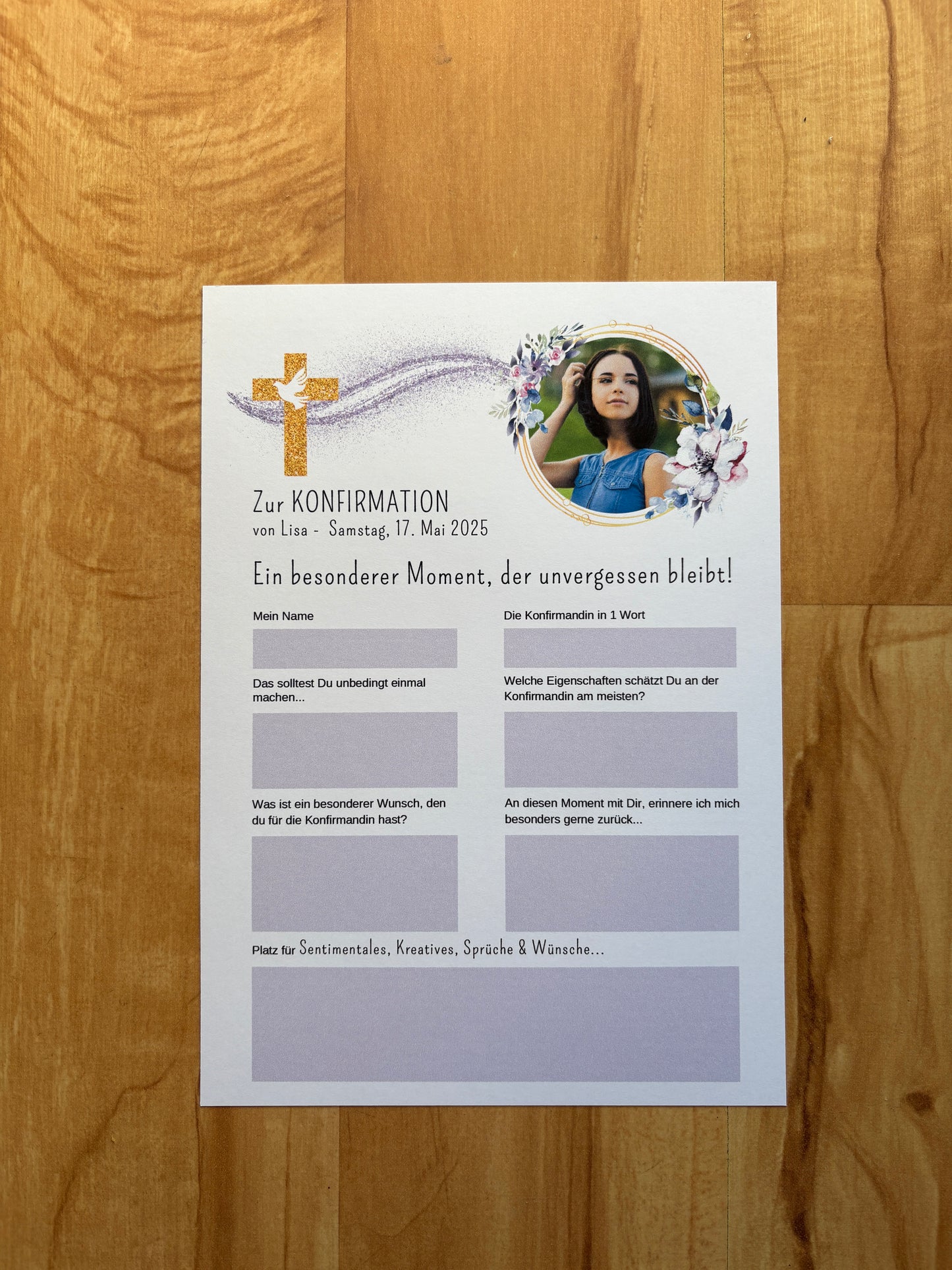 Personalisierte Gästebuchkarten für Mädchen mit Foto - MundS Design Shop