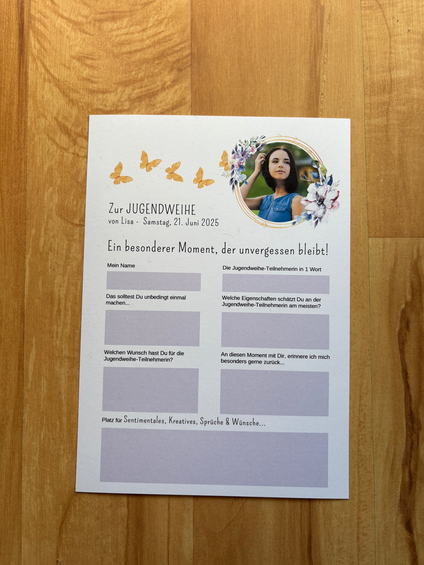 Personalisierte Gästebuchkarten für Mädchen mit Foto - MundS Design Shop
