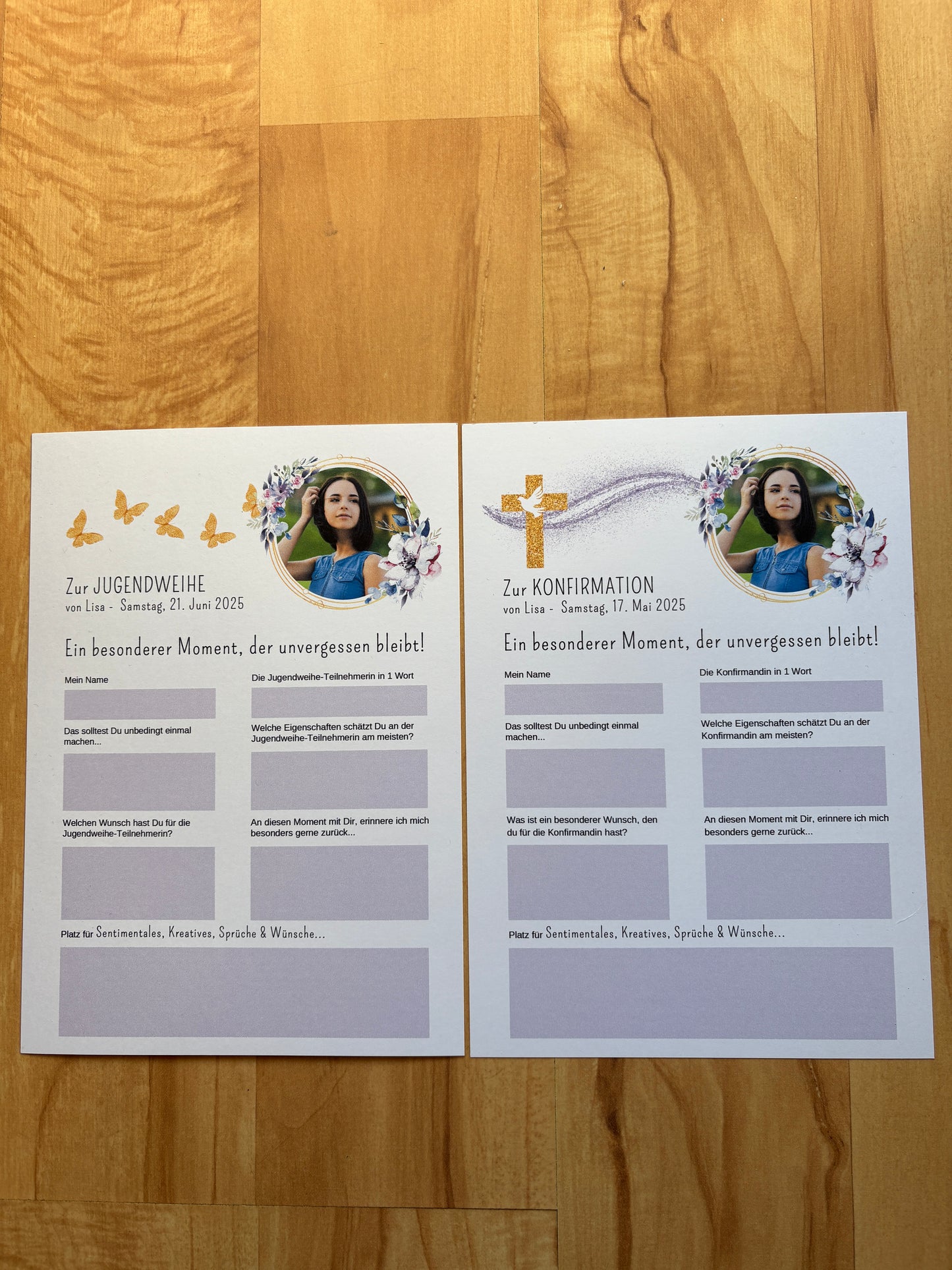 Personalisierte Gästebuchkarten für Mädchen mit Foto - MundS Design Shop