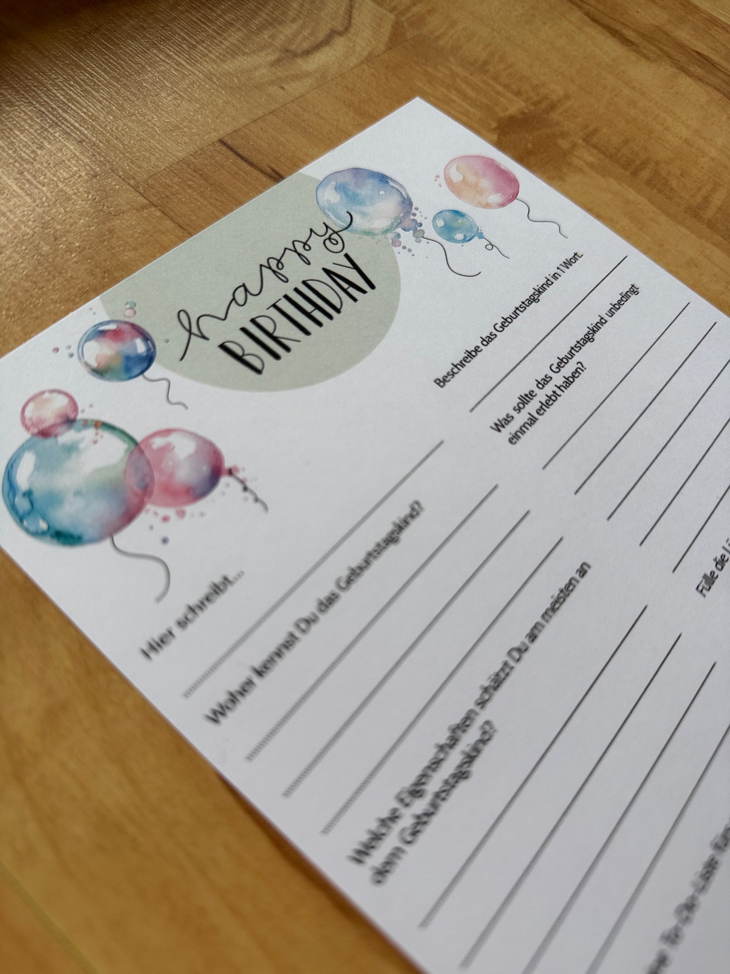 Gästebuchkarten Geburtstag Set – liebevoll gestaltete Geburtstagskarten zum Ausfüllen | Andenken & Geschenkidee - MundS Design Shop