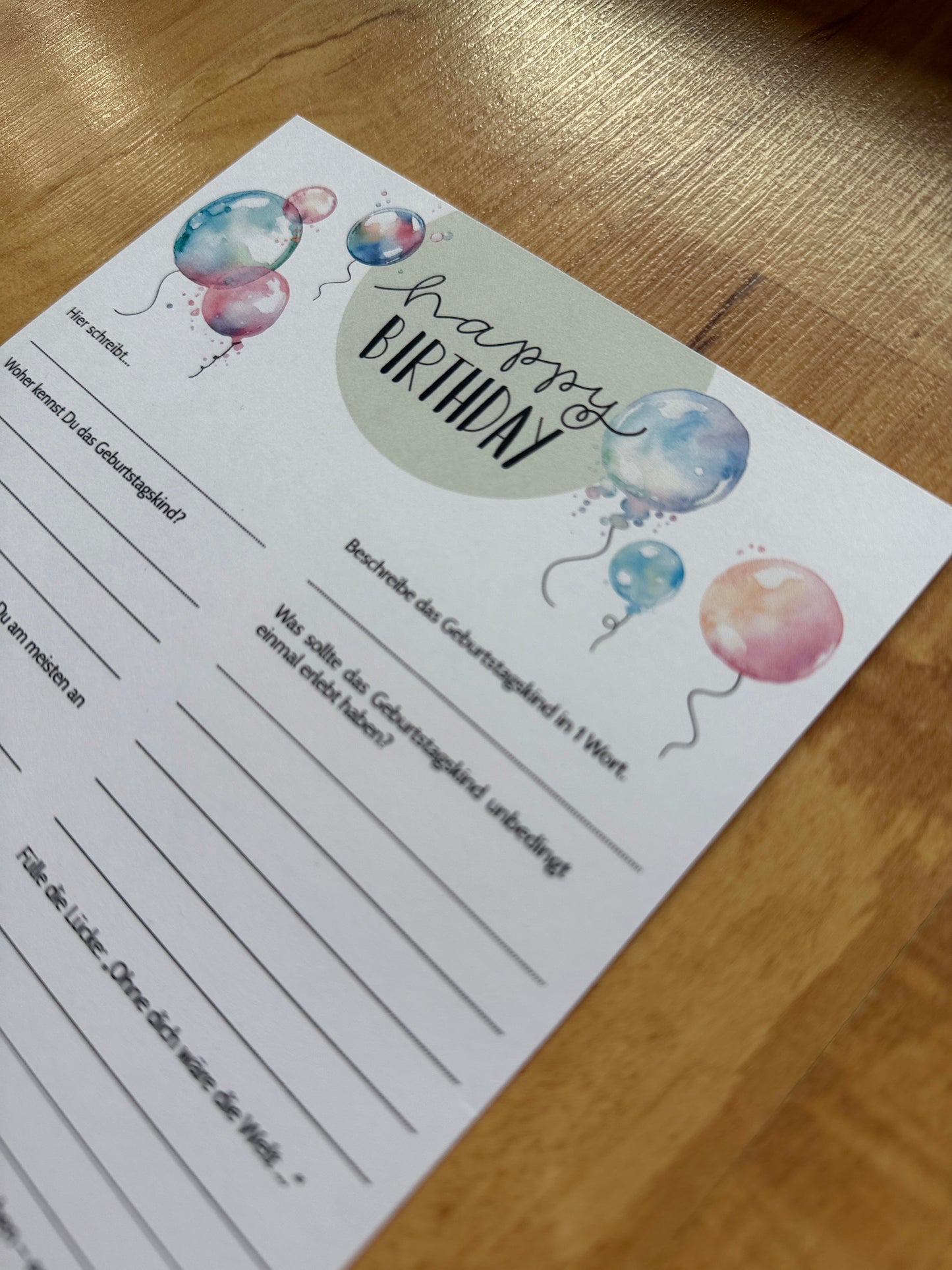 Gästebuchkarten Geburtstag Set – liebevoll gestaltete Geburtstagskarten zum Ausfüllen | Andenken & Geschenkidee - MundS Design Shop