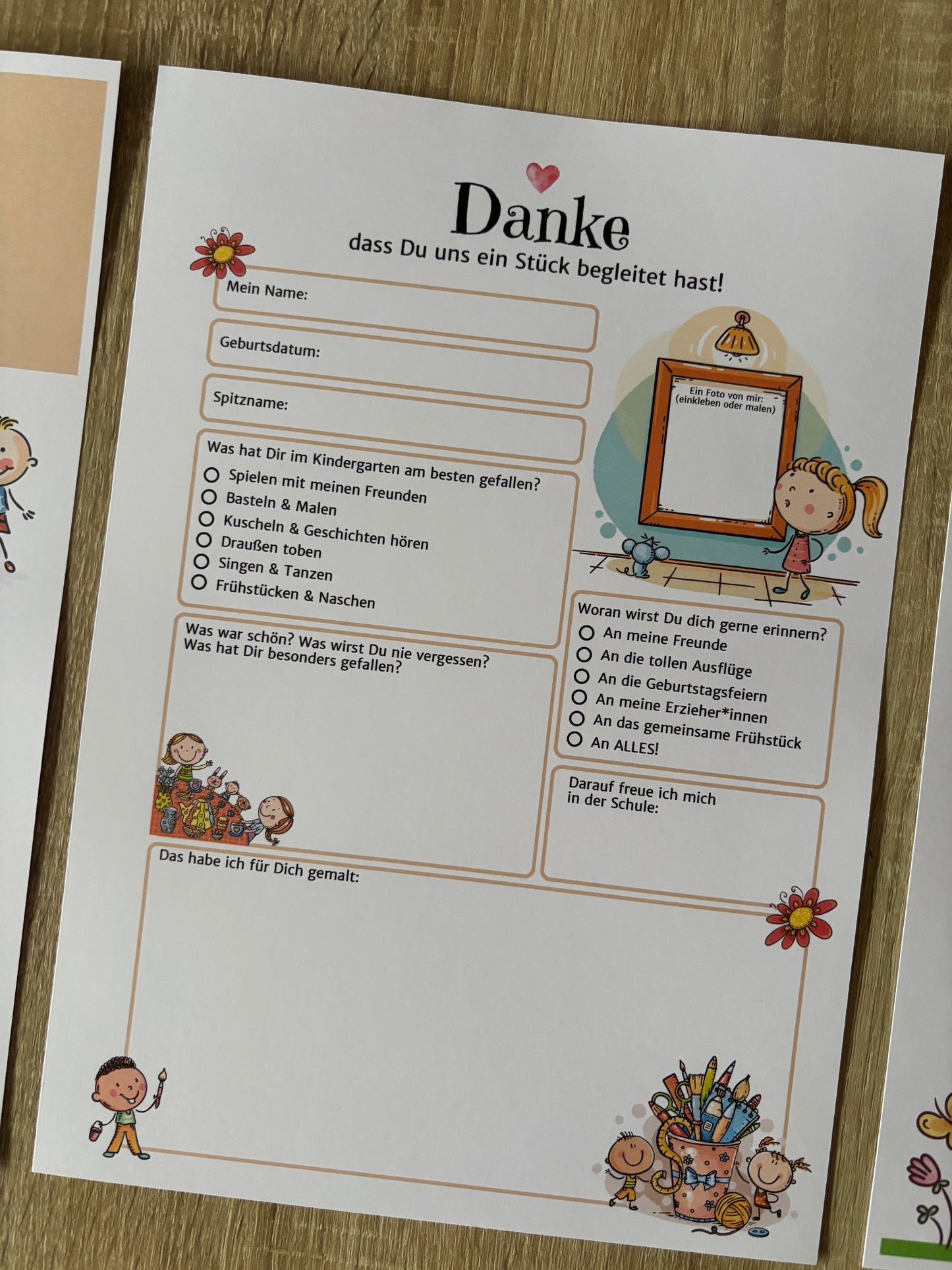 Abschiedsgeschenk fรผr Erzieher:innen โ liebevolles Erinnerungsalbum zum Ausfรผllen & Ausdrucken - MundS Design Shop