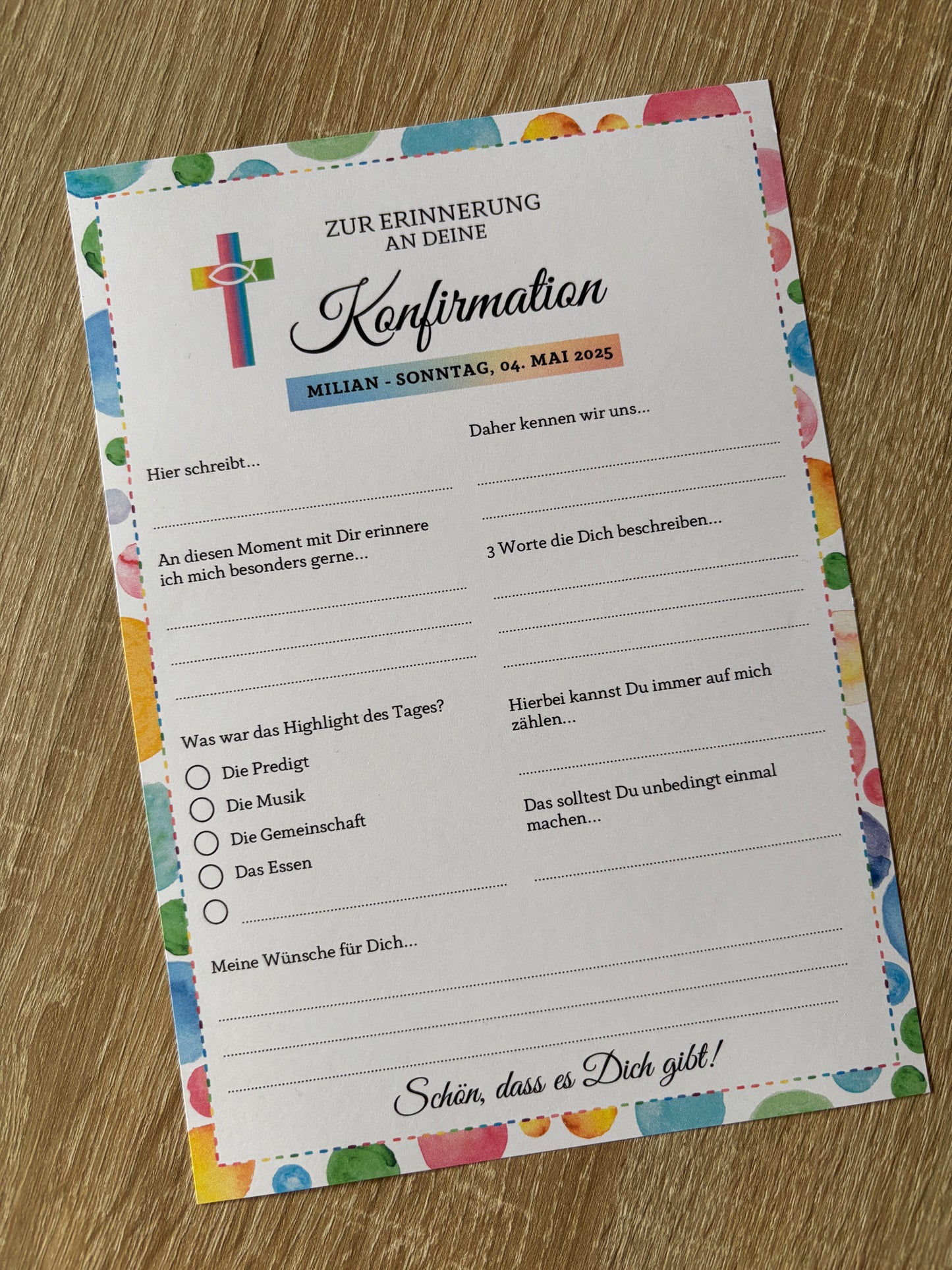 Bunte Gästebuchkarten für unvergessliche Feste – personalisiert und liebevoll gestaltet