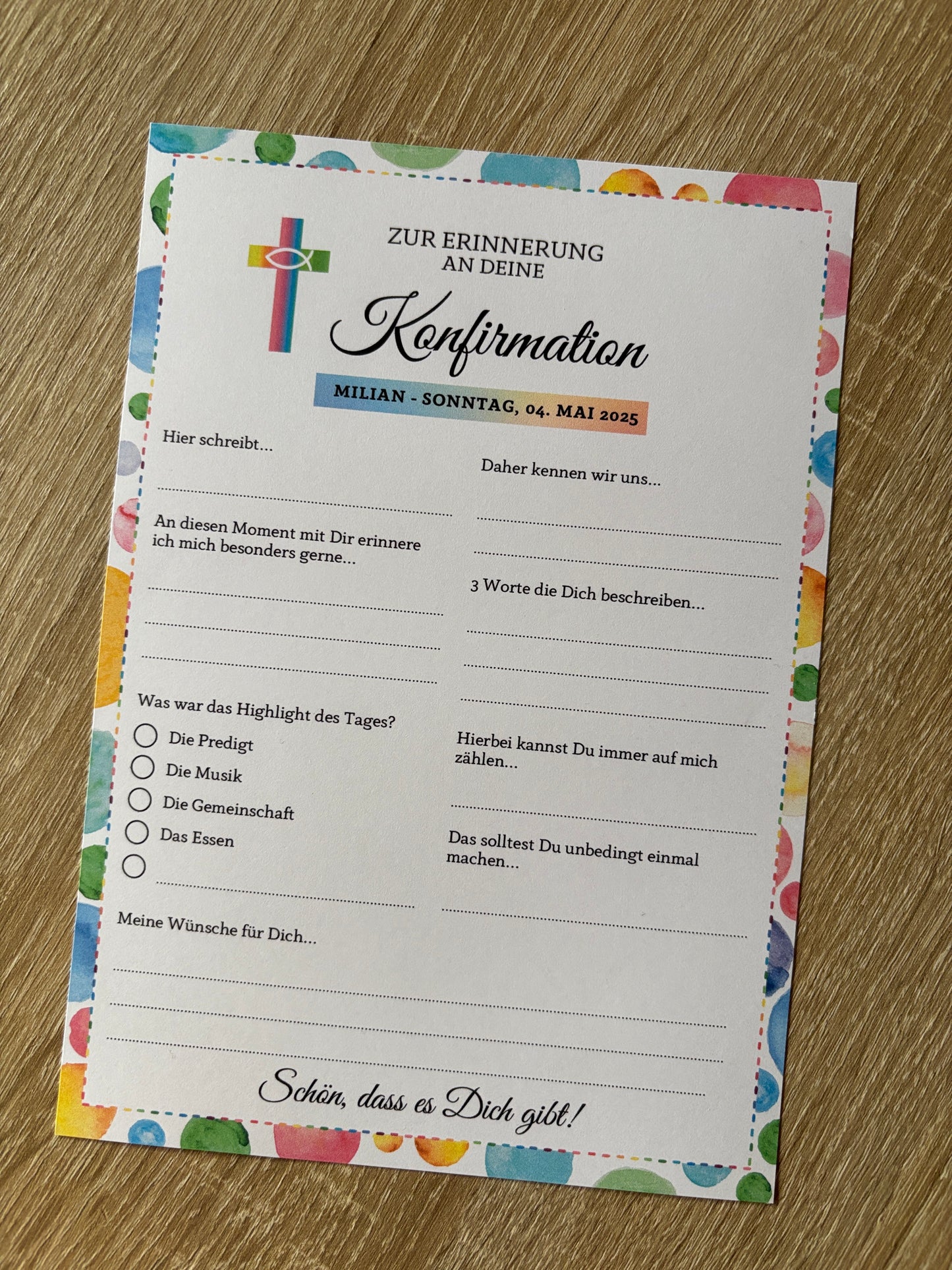 Bunte Gästebuchkarten für unvergessliche Feste – personalisiert und liebevoll gestaltet