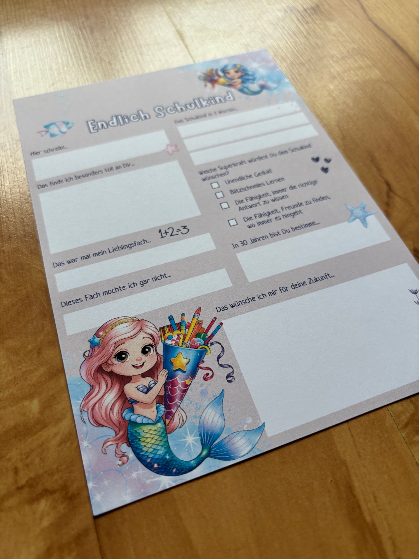 Gästebuchkarte Einschulung • Schulkind Erinnerungen • Ausfüllkarten für Gäste • Einschulung Mädchen • DIN A5 • 200g/300g Papier - MundS Design Shop