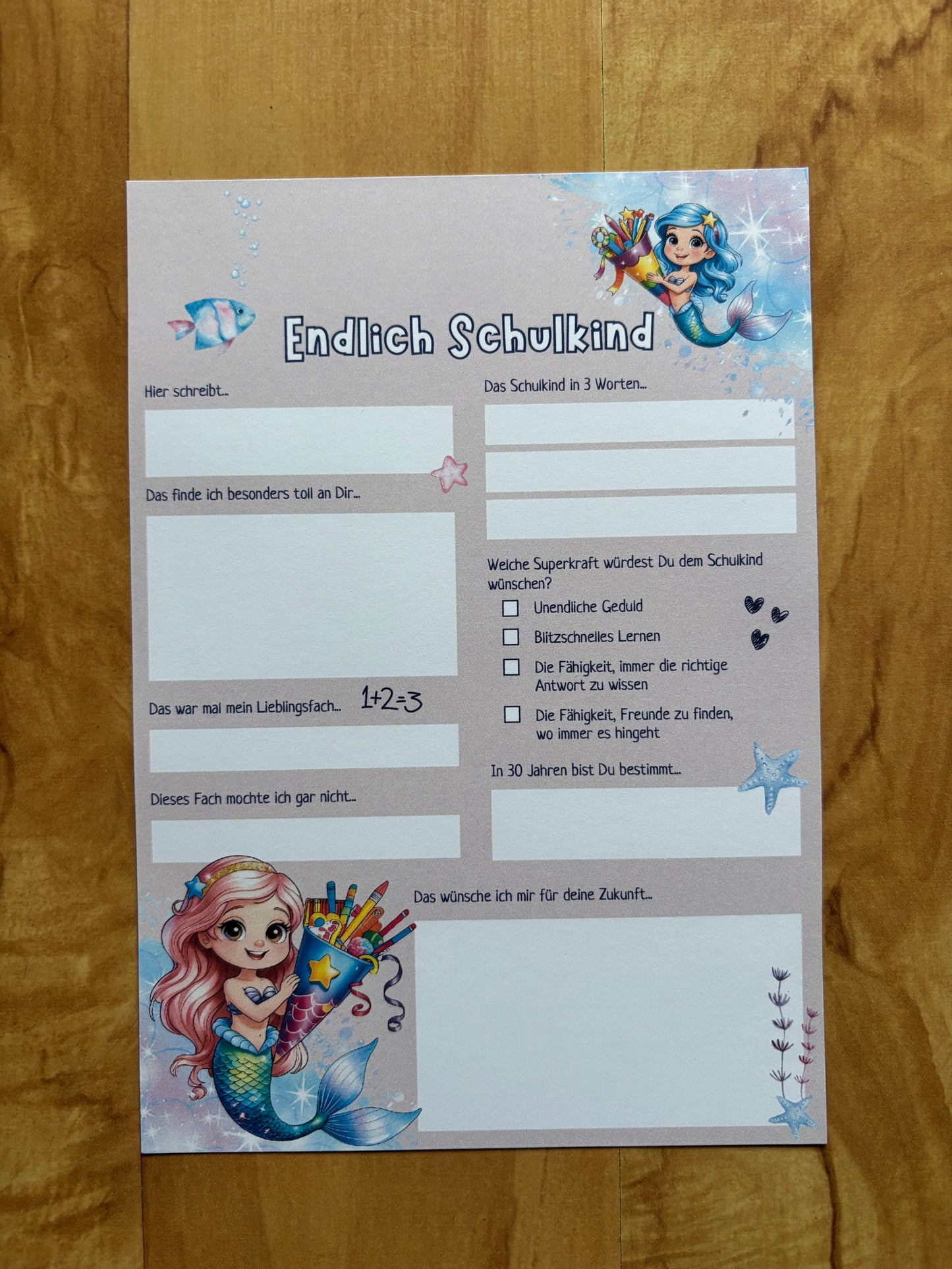Gästebuchkarte Einschulung • Schulkind Erinnerungen • Ausfüllkarten für Gäste • Einschulung Mädchen • DIN A5 • 200g/300g Papier - MundS Design Shop
