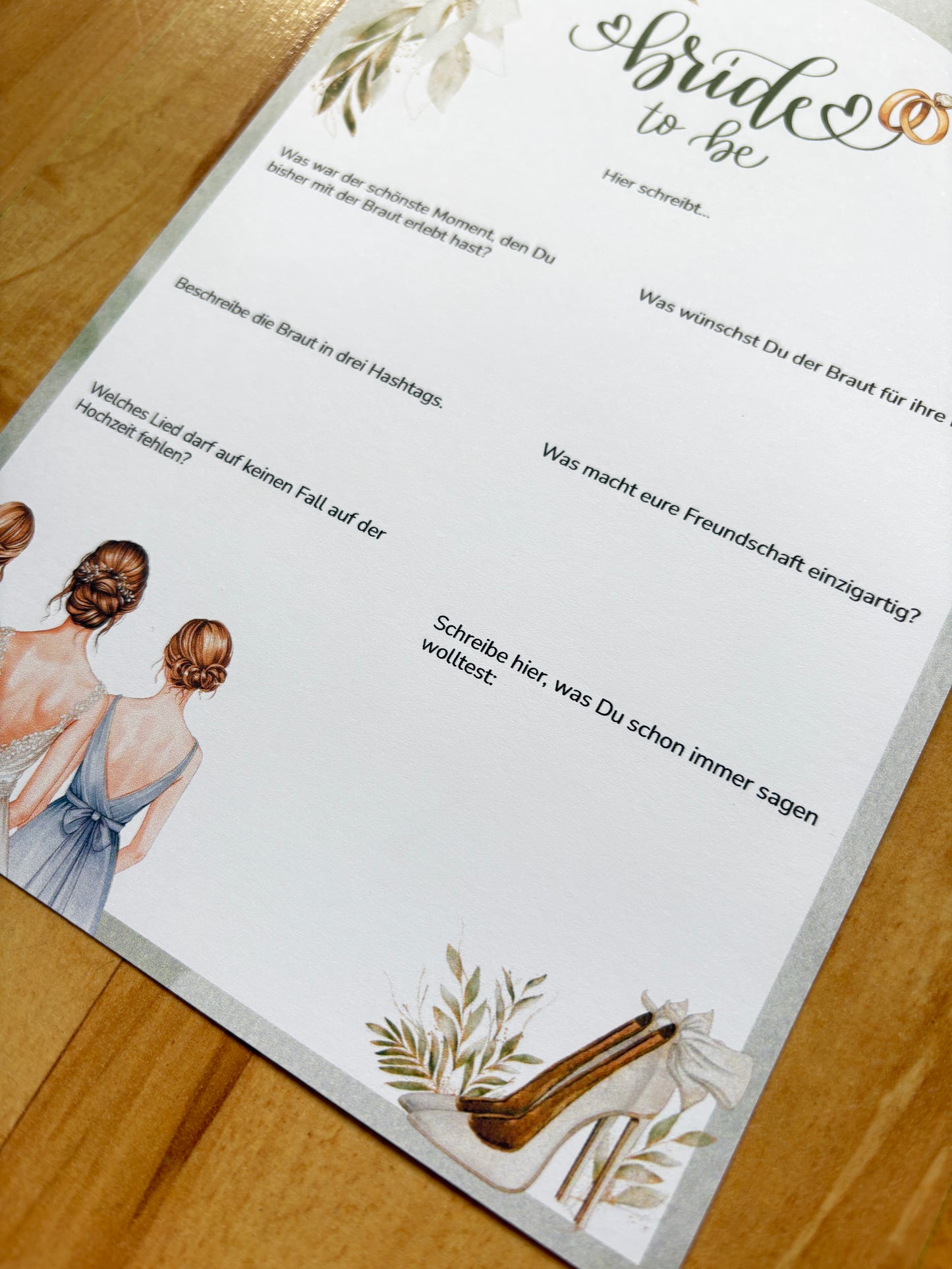 Stilvolle Gästebuchkarte für Junggesellinnenabschied & Bridal Shower. Persönliche Botschaften + unvergessliche Erinnerungen für die Braut. - MundS Design Shop