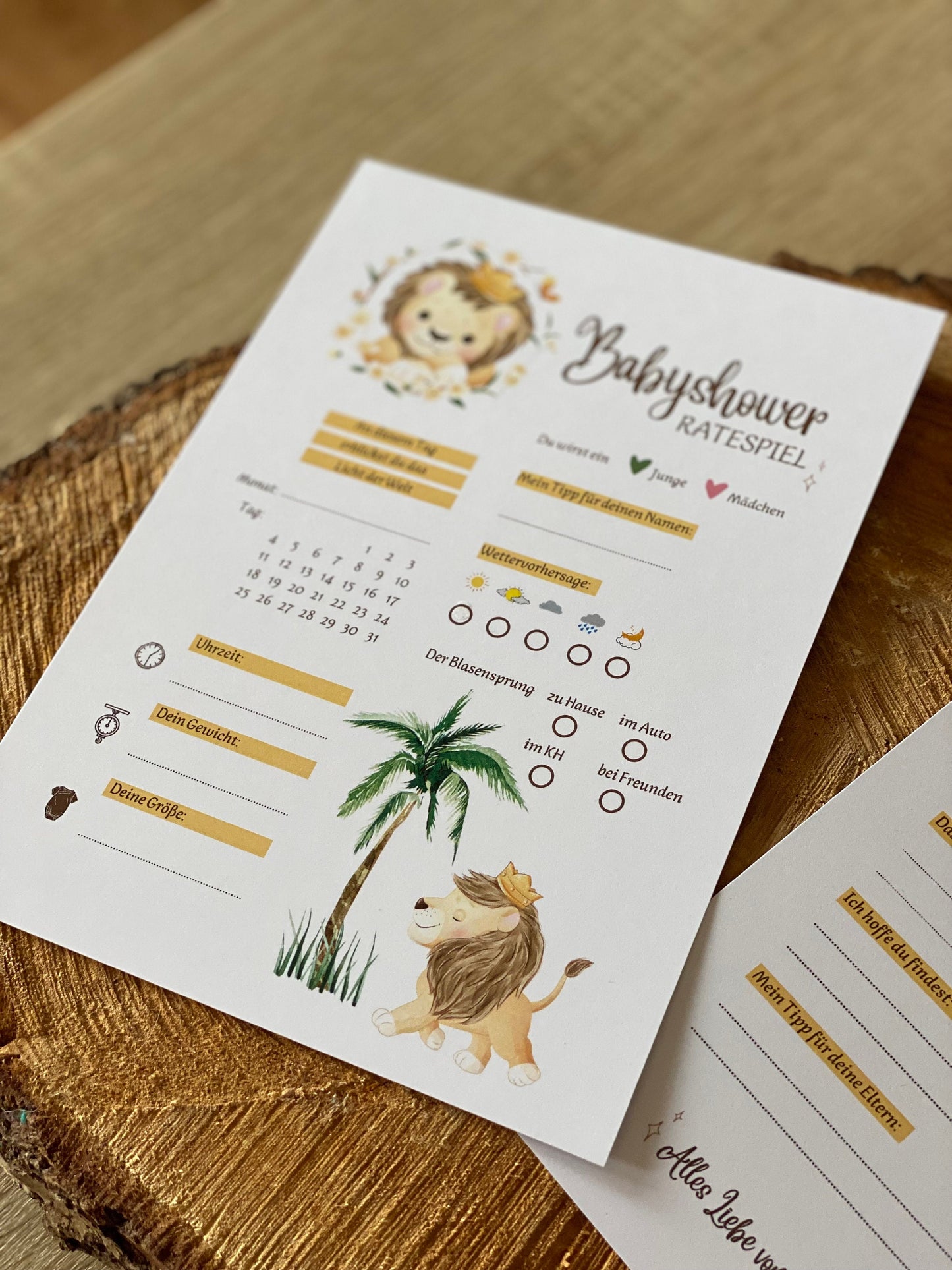 Tippkarten für Babyparty | Motiv Löwe - MundS Design Shop