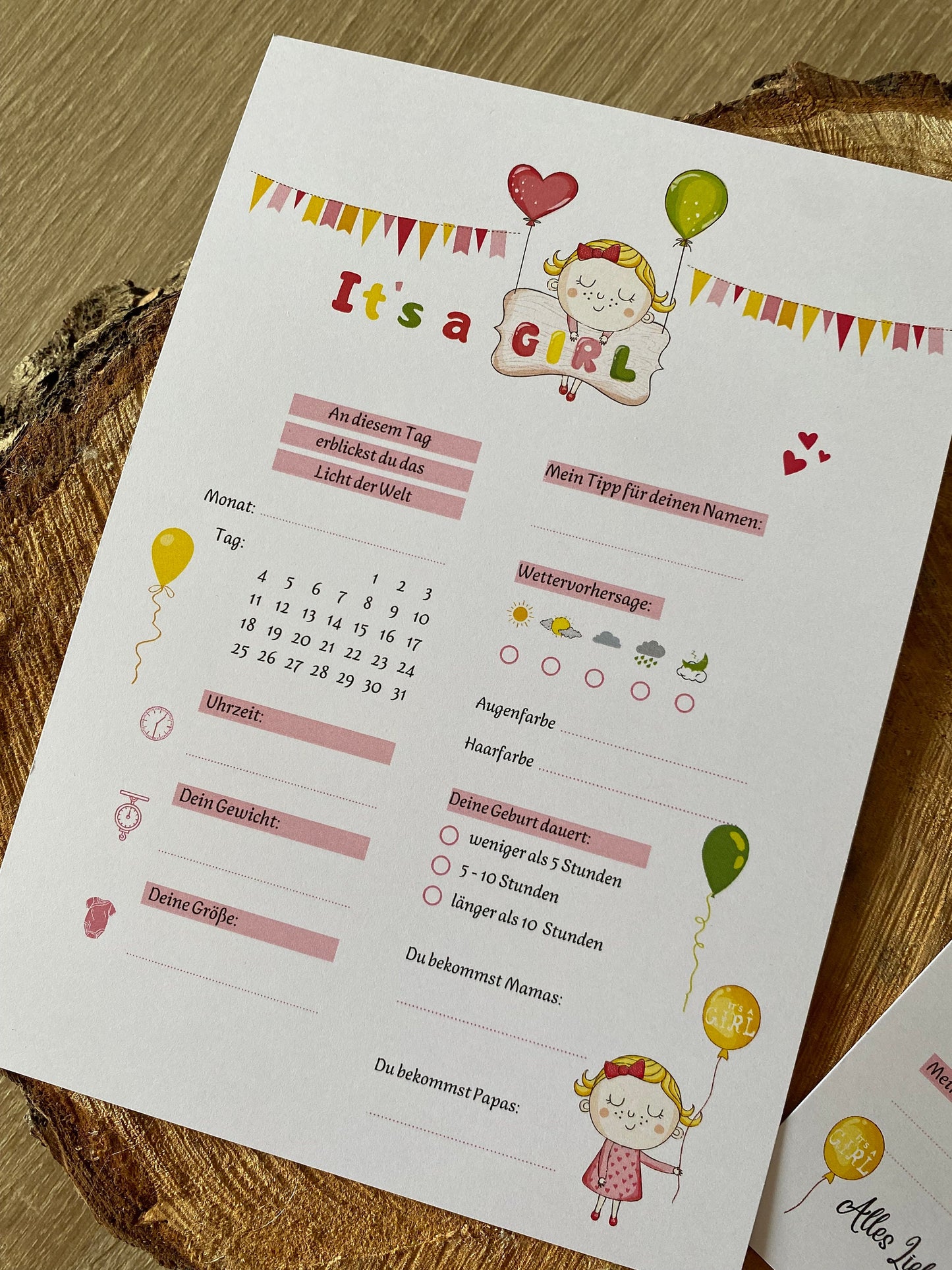 Tippkarten für Babyparty | It's a girl - MundS Design Shop