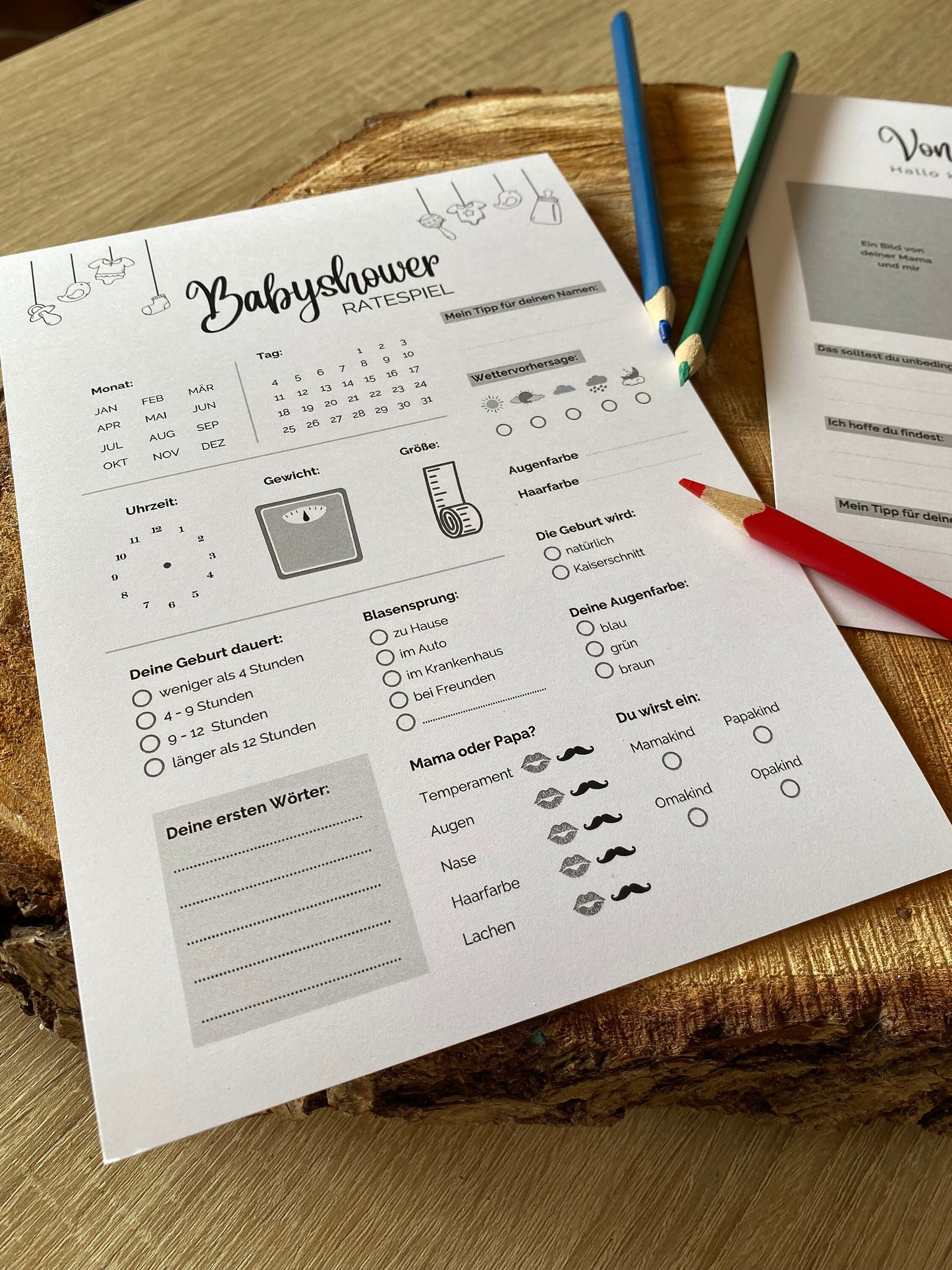 Tippkarten für Babyparty | Motiv zum Ausmalen - MundS Design Shop