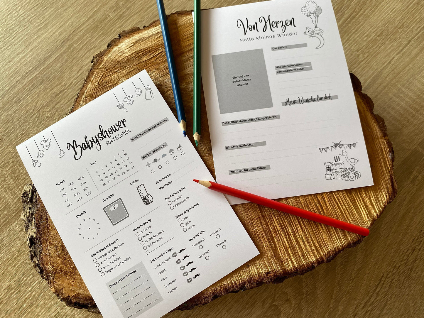 Tippkarten für Babyparty | Motiv zum Ausmalen - MundS Design Shop
