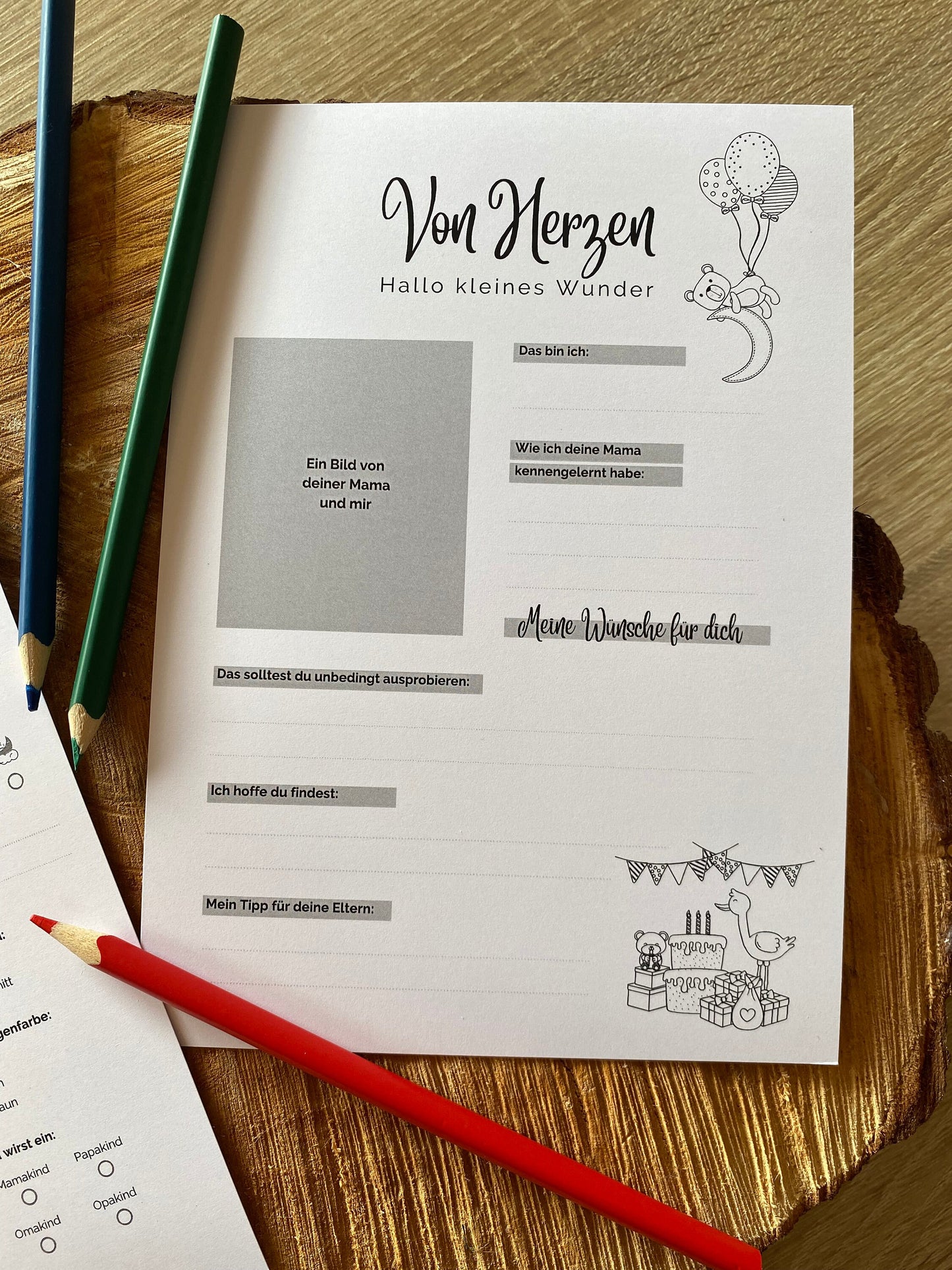 Tippkarten für Babyparty | Motiv zum Ausmalen - MundS Design Shop