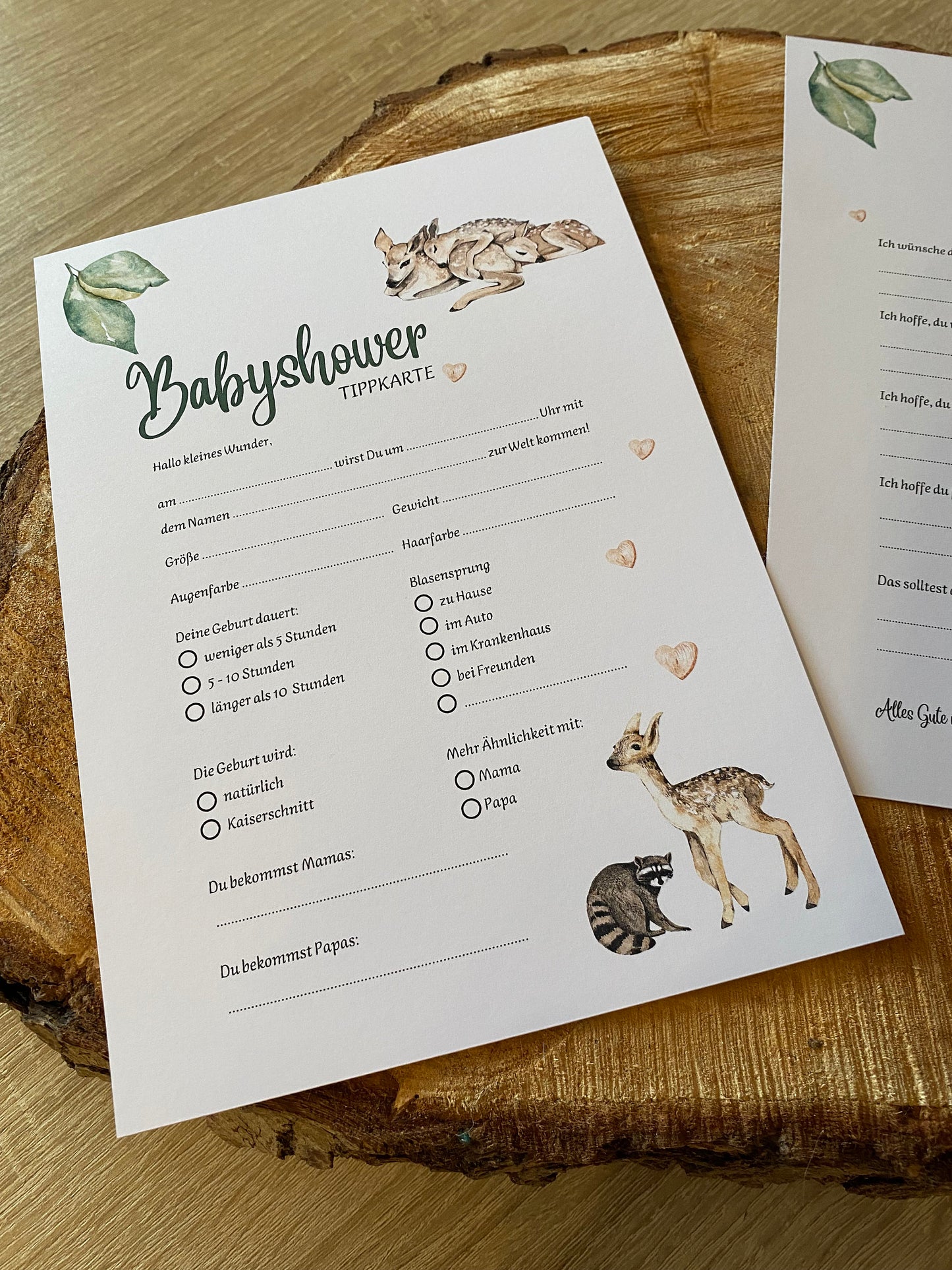 Tippkarten für Babyparty | Motiv Rehe - MundS Design Shop