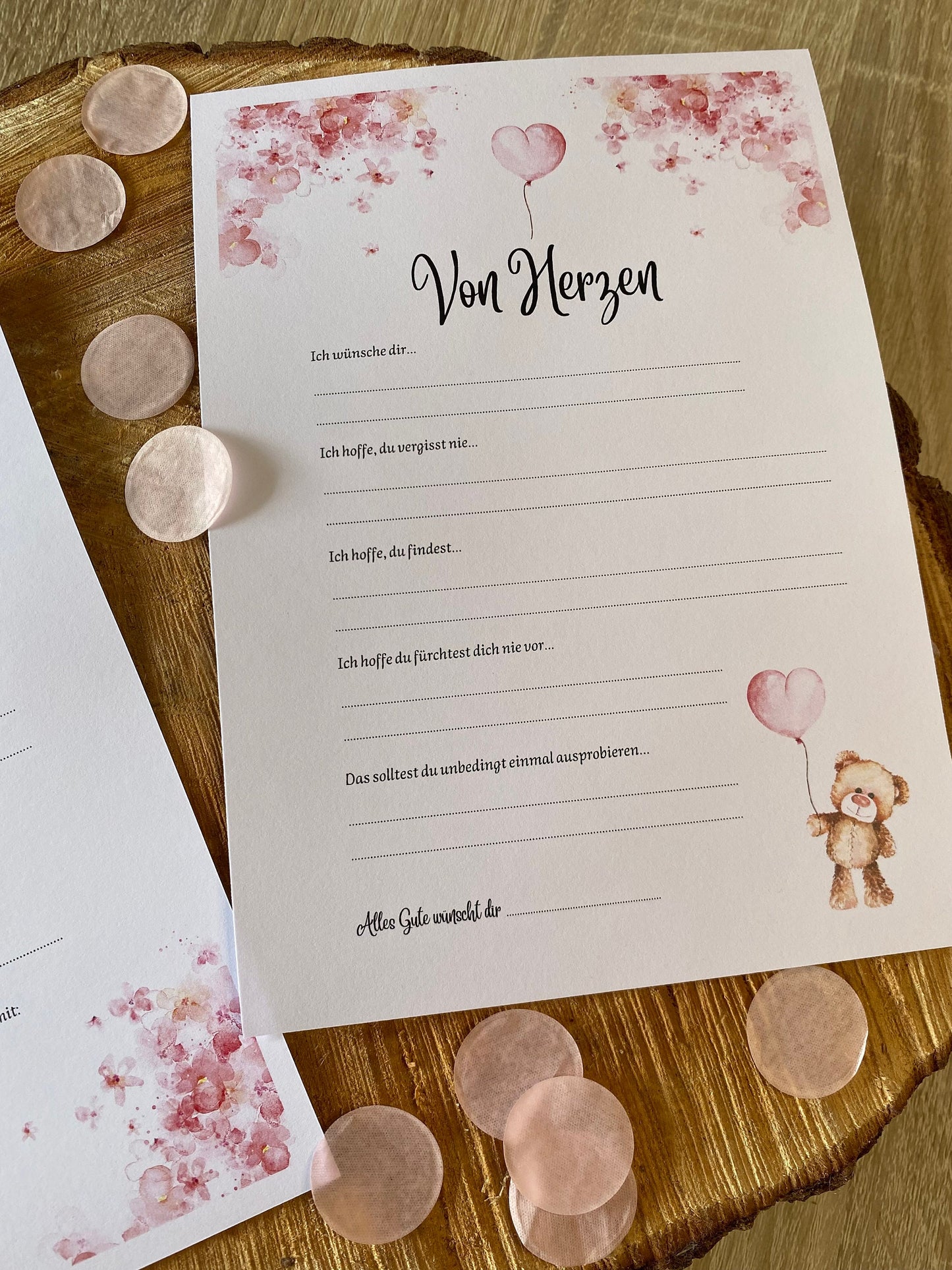 Tippkarten für Babyparty | Motiv Teddybär mit Herzballon - MundS Design Shop