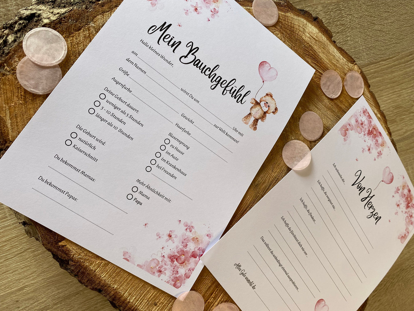 Tippkarten für Babyparty | Motiv Teddybär mit Herzballon - MundS Design Shop
