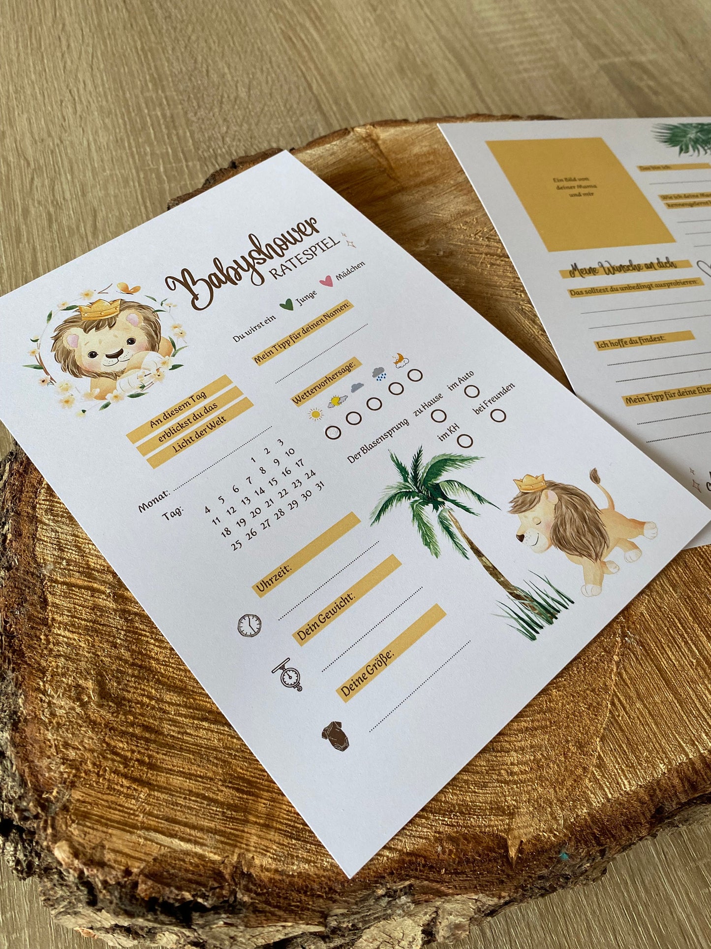Tippkarten für Babyparty | Motiv Löwe - MundS Design Shop