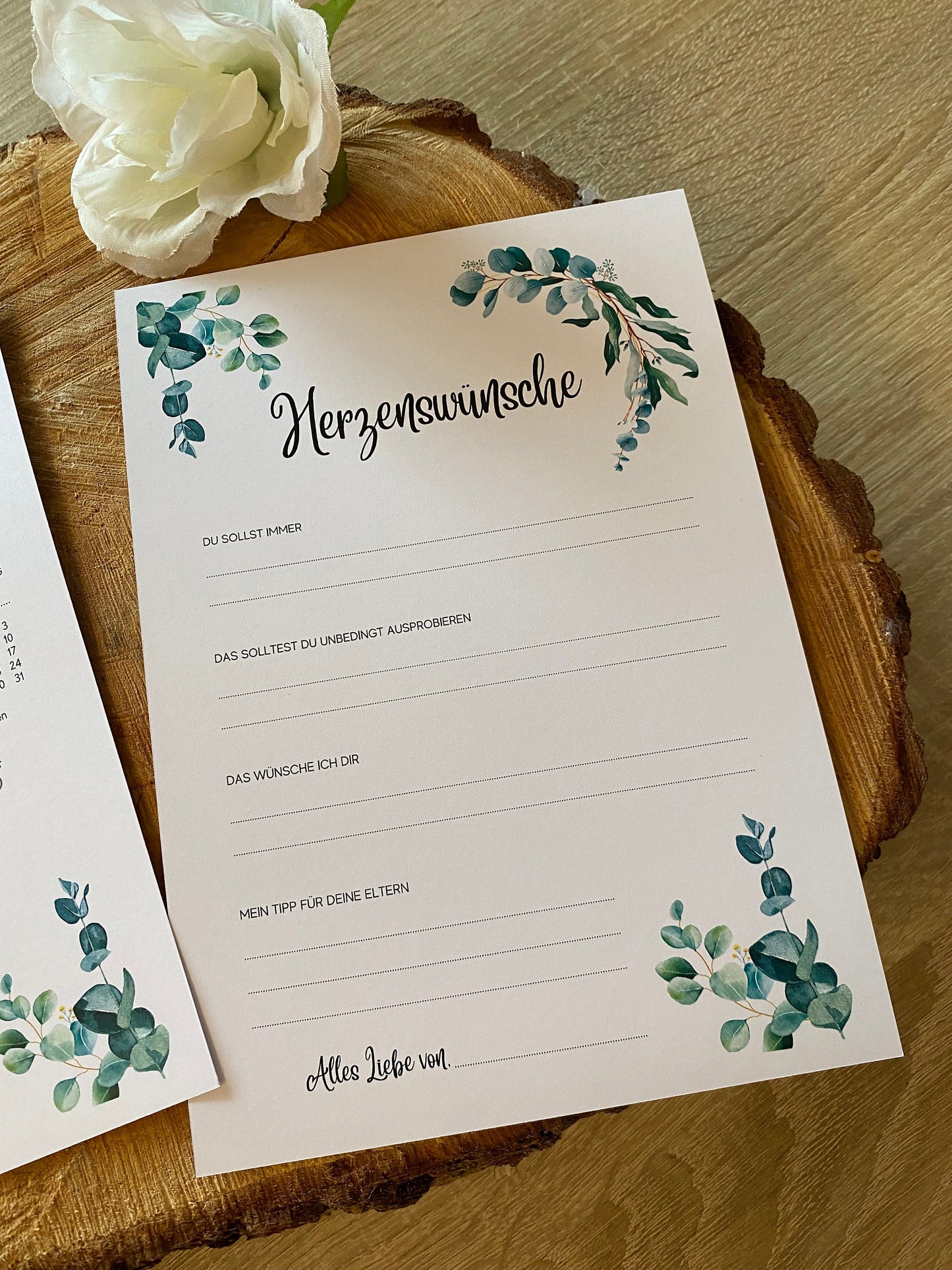 Tippkarten für Babyparty | Motiv Eukalyptus - MundS Design Shop