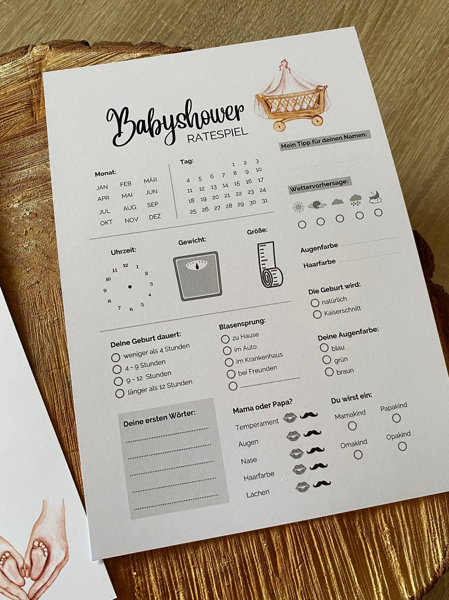 Tippkarten für Babyparty | Motiv Von Herzen - MundS Design Shop