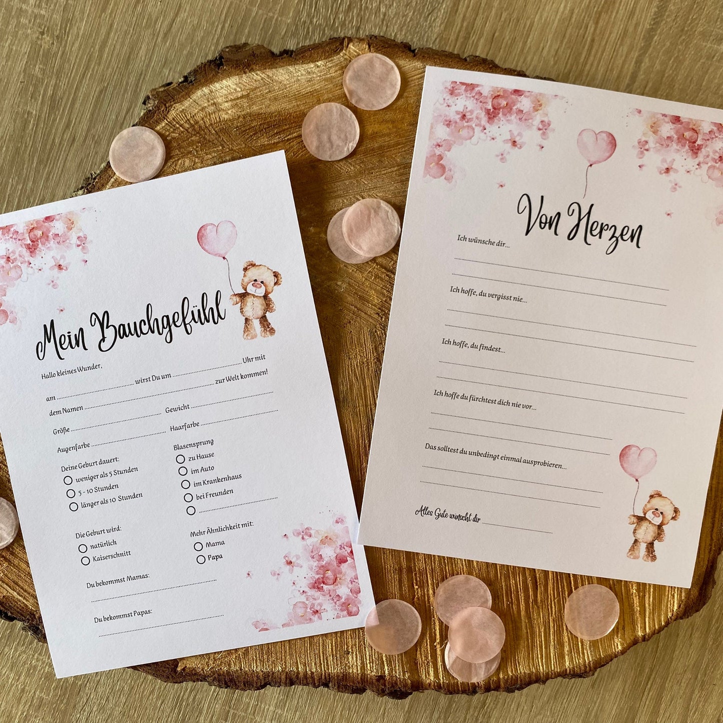 Tippkarten für Babyparty | Motiv Teddybär mit Herzballon - MundS Design Shop