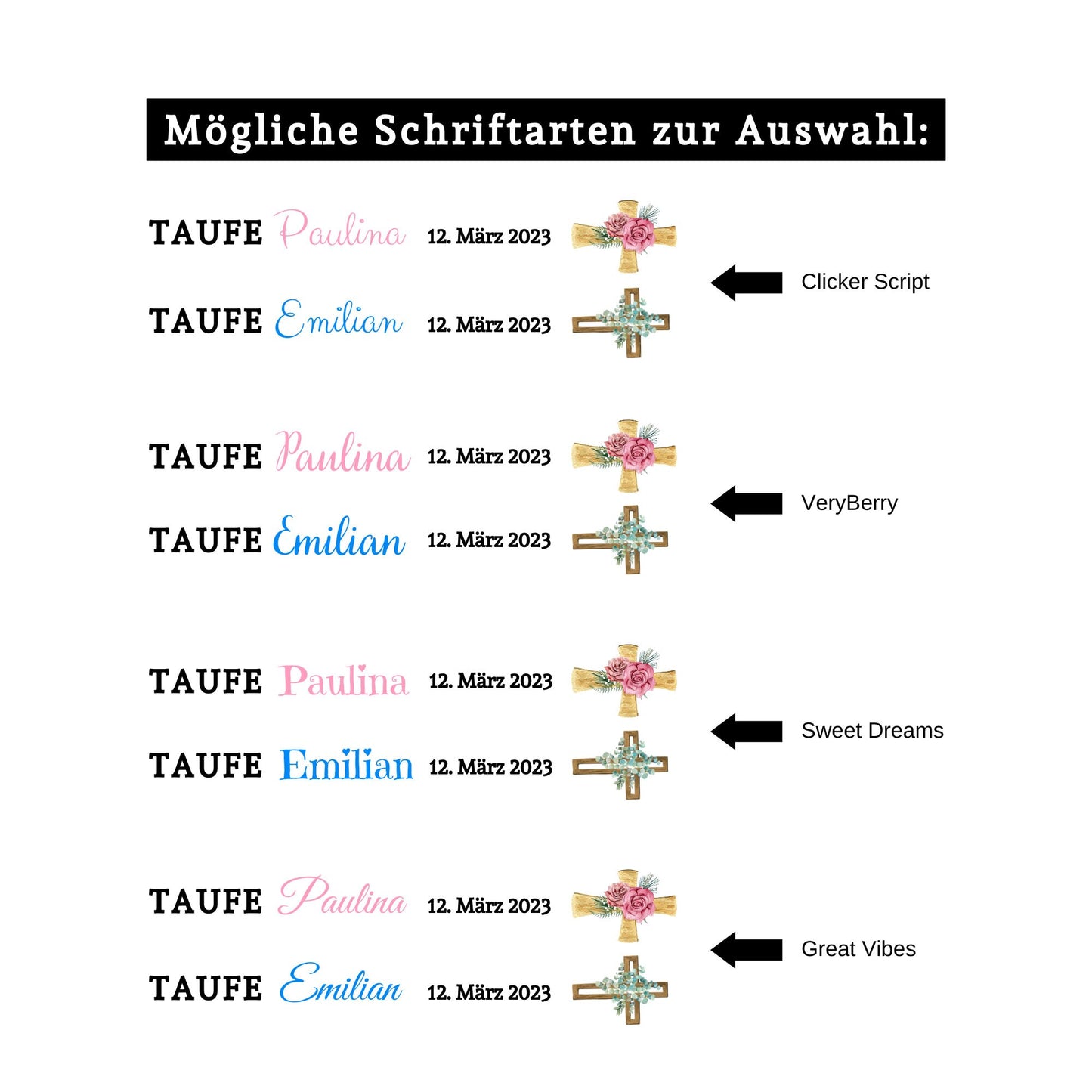 Kerzenfolie Taufe personalisiert, Kerzenfolien, Kerzentattoos, Taufkerze, Gastgeschenke, | DIY Format A4 - MundS Design Shop