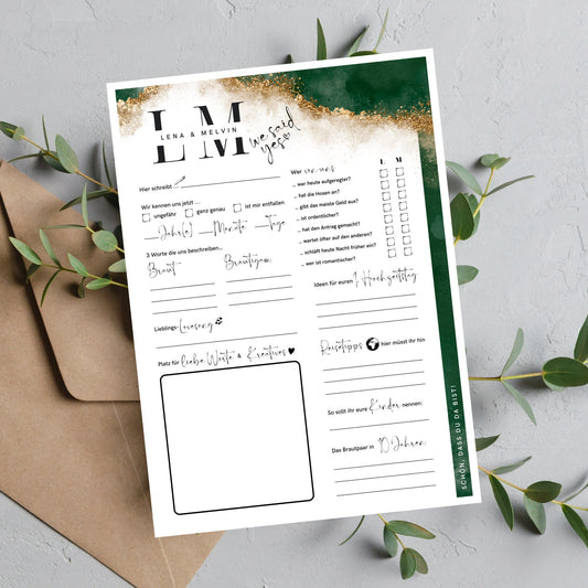 Gästebuchalternative zur Hochzeit, individuell personalisiert, Eyecatcher für die Tische | In Größe DIN A4 & A5 - MundS Design Shop