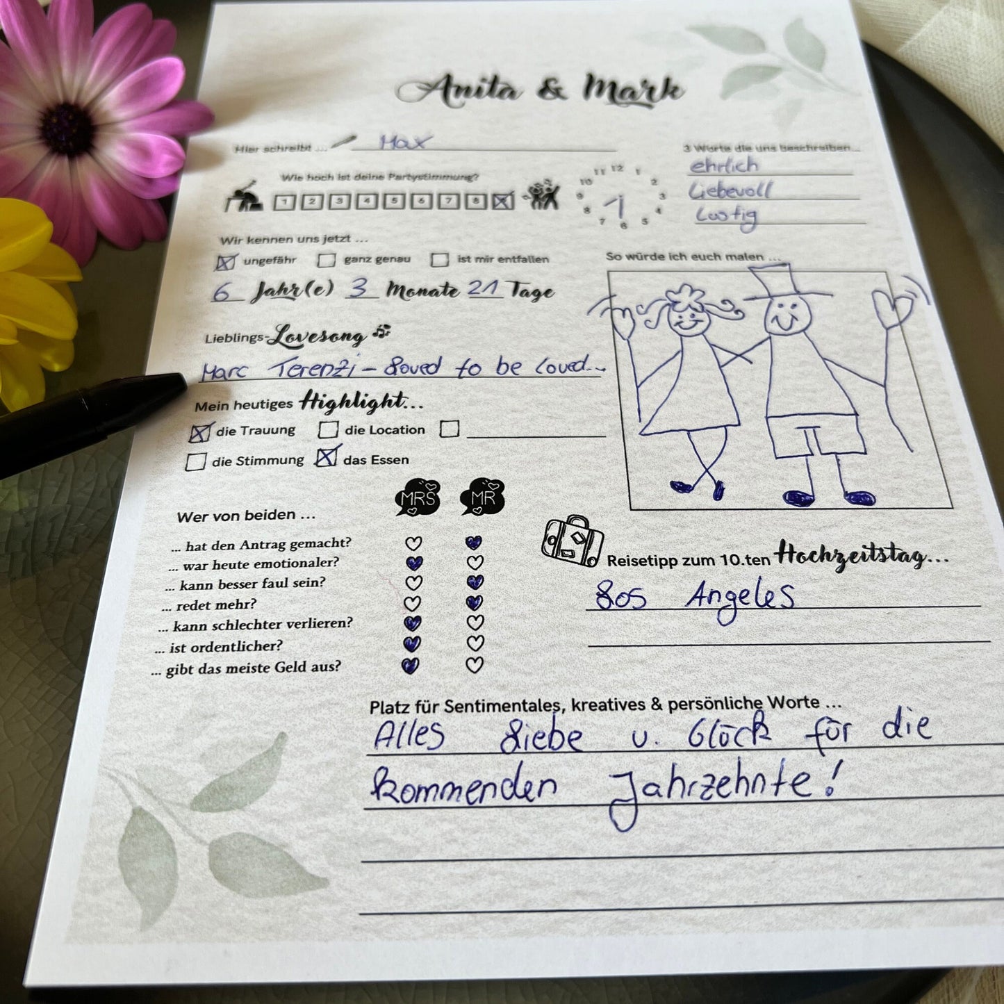 Gästebuchkarten Eukalyptus | personalisiert als Gästebuchalternative für die Hochzeit - MundS Design Shop
