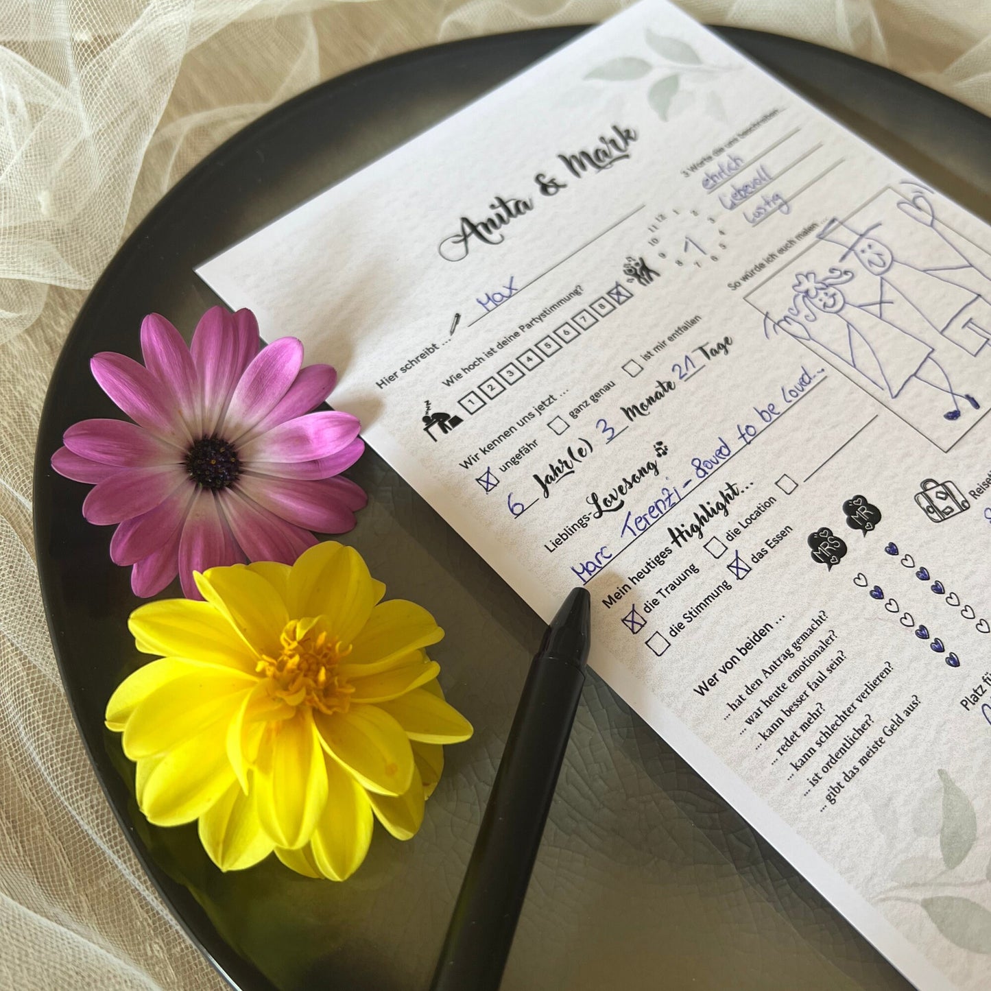 Gästebuchkarten Eukalyptus | personalisiert als Gästebuchalternative für die Hochzeit - MundS Design Shop