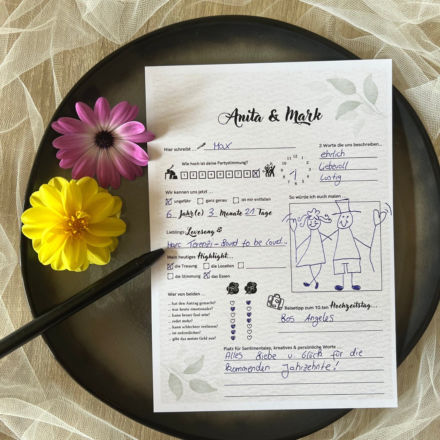 Gästebuchkarten Eukalyptus | personalisiert als Gästebuchalternative für die Hochzeit - MundS Design Shop
