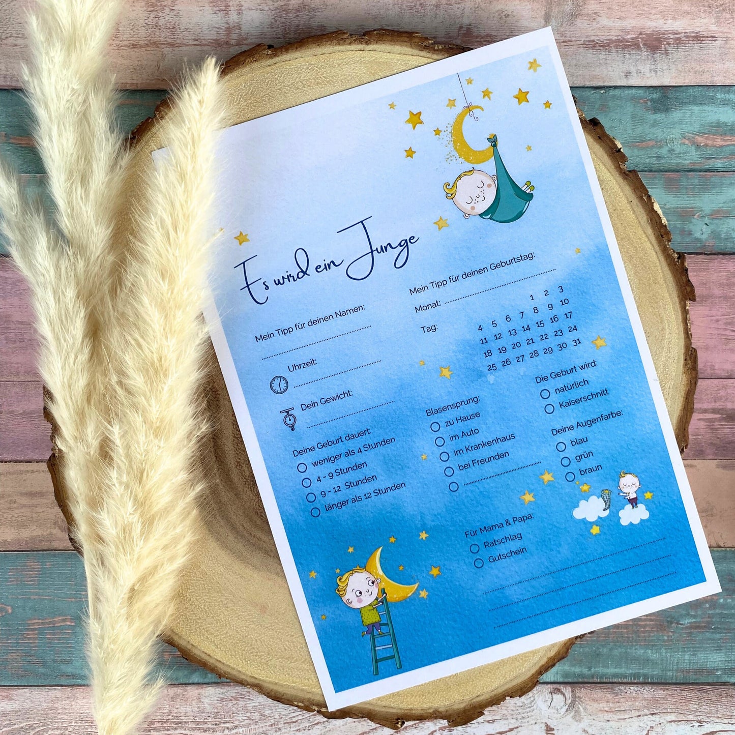 Tippkarten für die Babyparty | Es wird ein Junge - MundS Design Shop