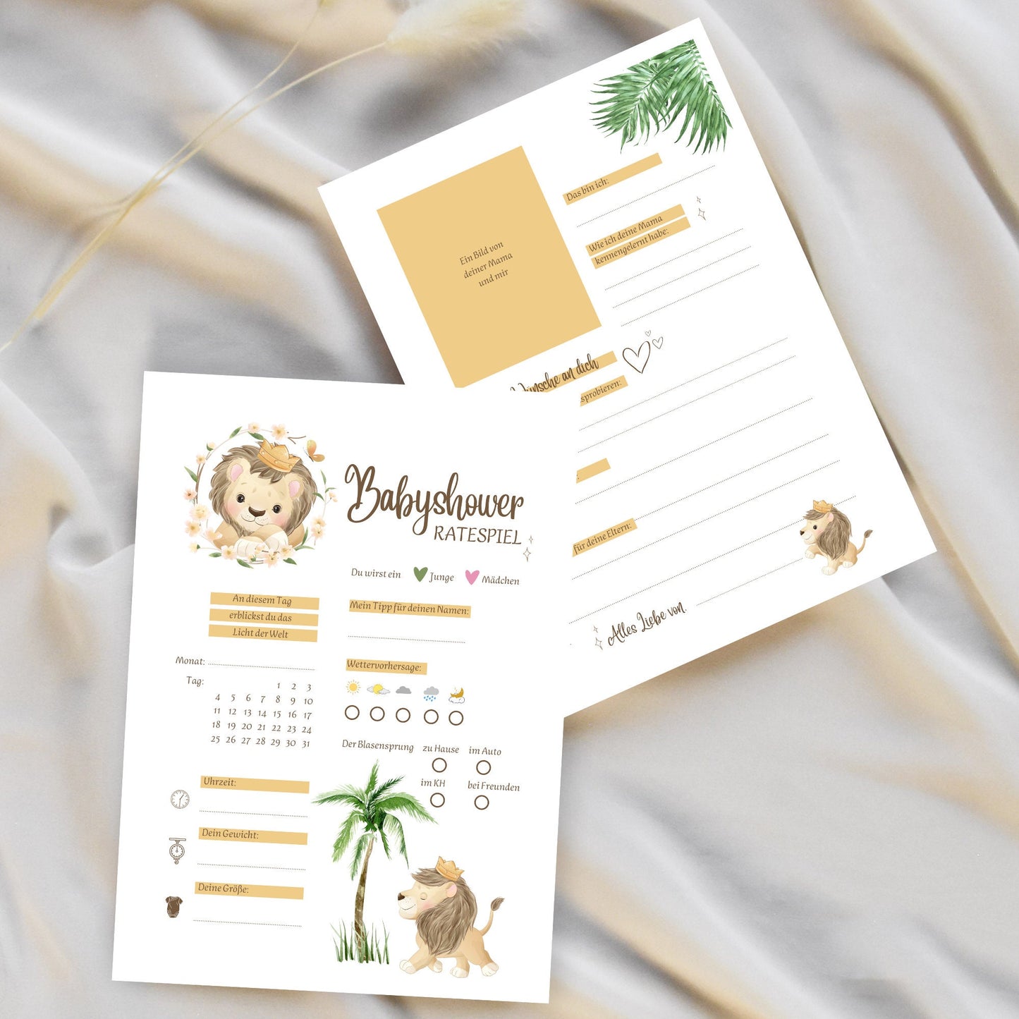Tippkarten für Babyparty | Motiv Löwe - MundS Design Shop