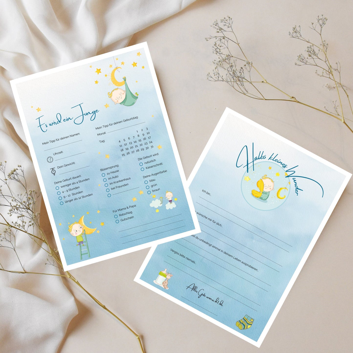 Tippkarten für die Babyparty | Es wird ein Junge - MundS Design Shop