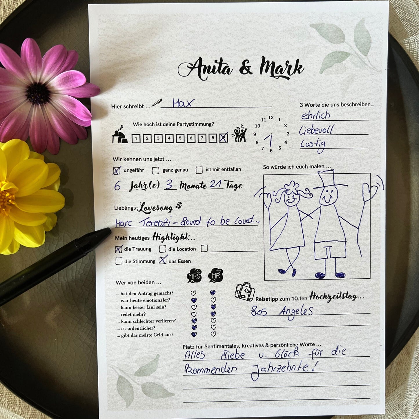 Gästebuchkarten Eukalyptus | personalisiert als Gästebuchalternative für die Hochzeit - MundS Design Shop